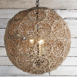 Macrame Jute Sphere Pendant - Large