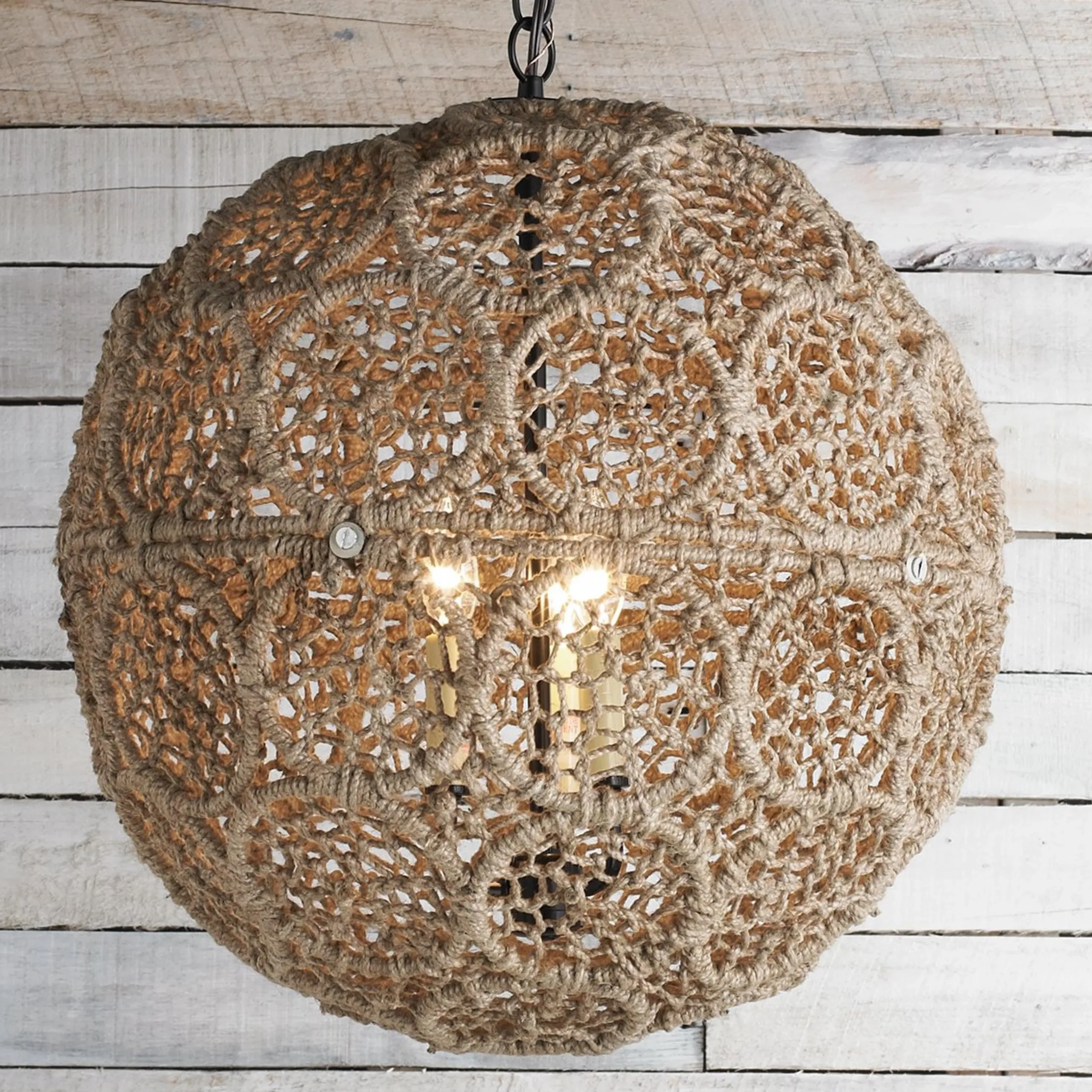 Macrame Jute Sphere Pendant - Large
