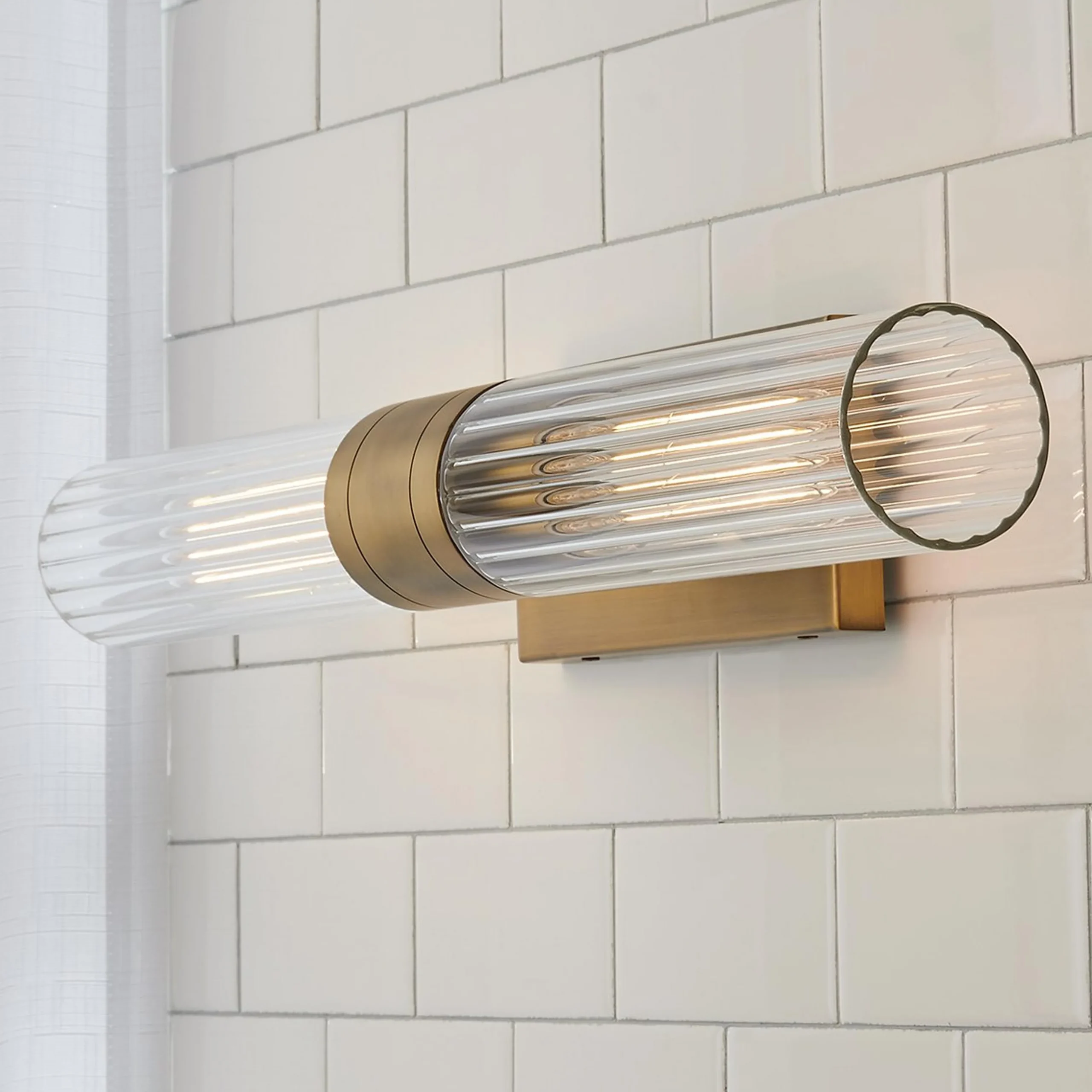 Malika Clear Glass Bath Sconce - 2 Light