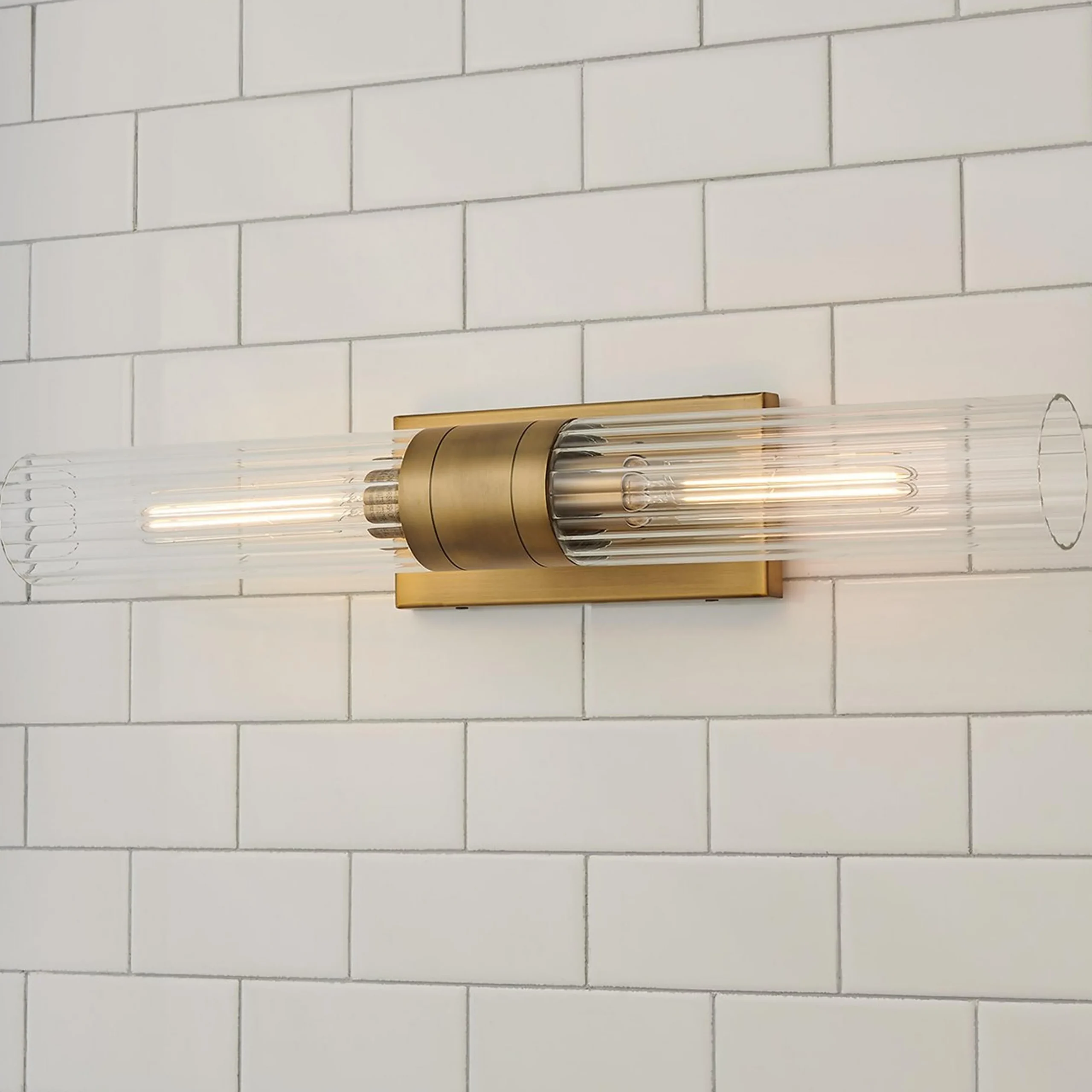 Malika Clear Glass Bath Sconce - 2 Light