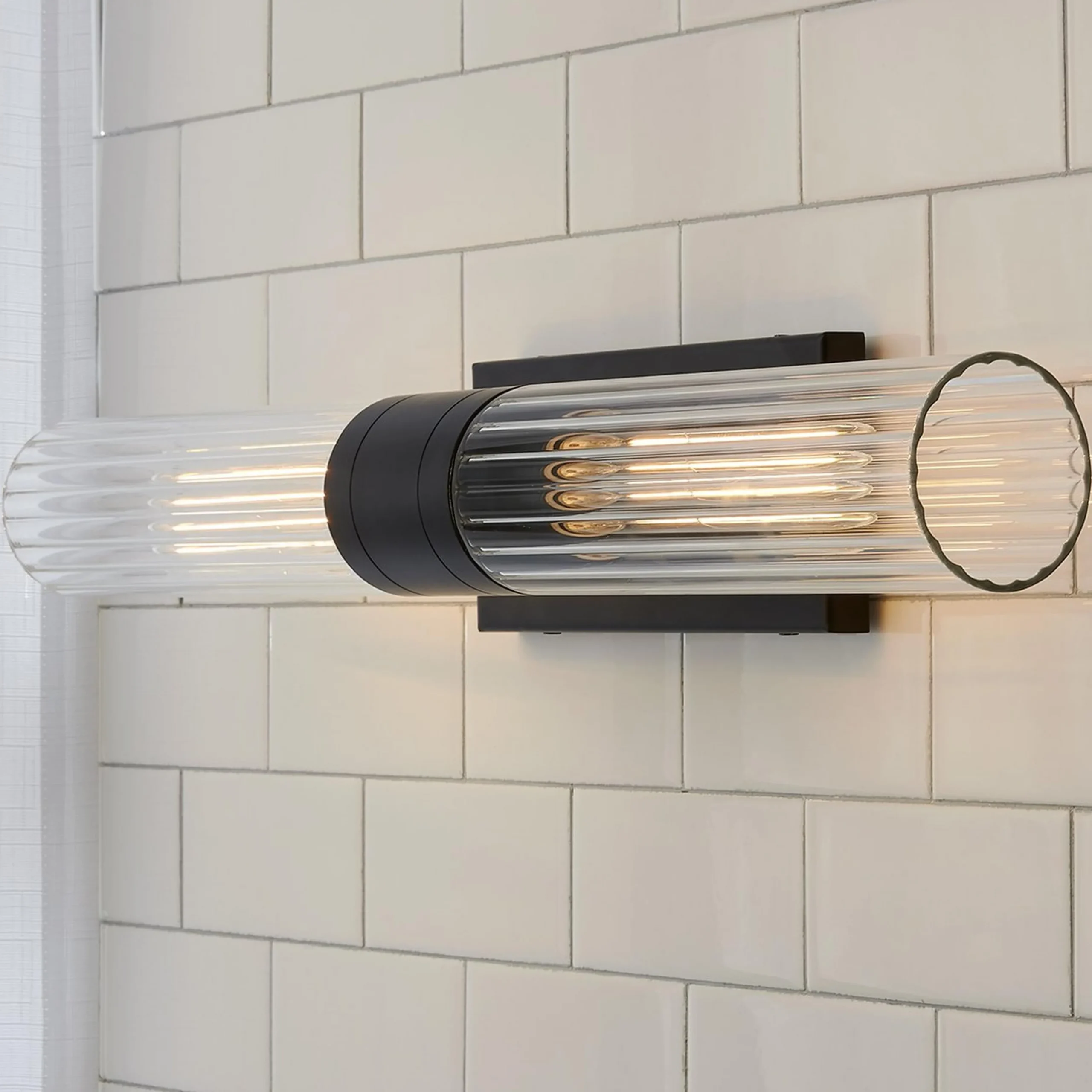 Malika Clear Glass Bath Sconce - 2 Light