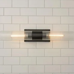 Malika Clear Glass Bath Sconce - 2 Light