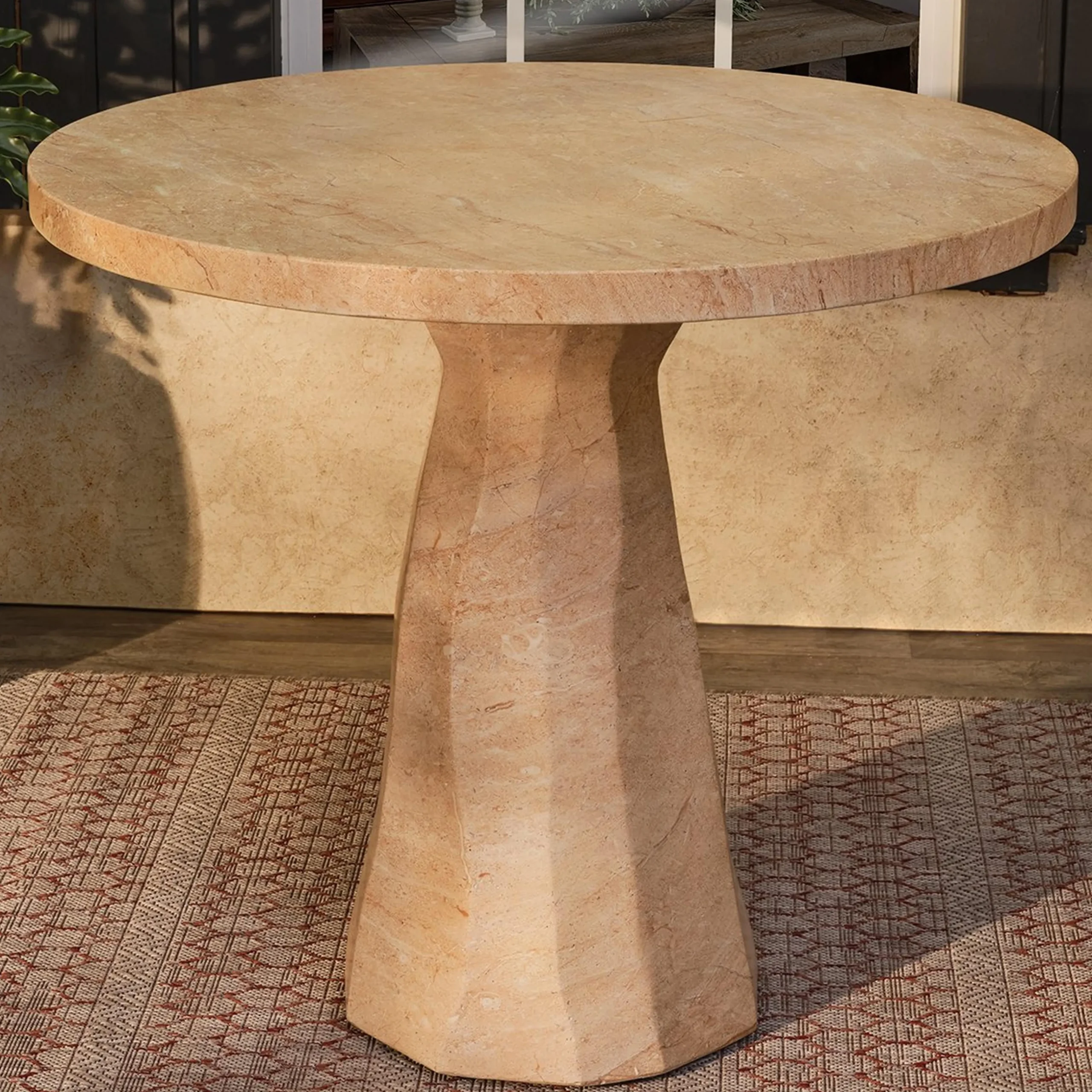 Mandy Faux Travertine Outdoor Bistro Table