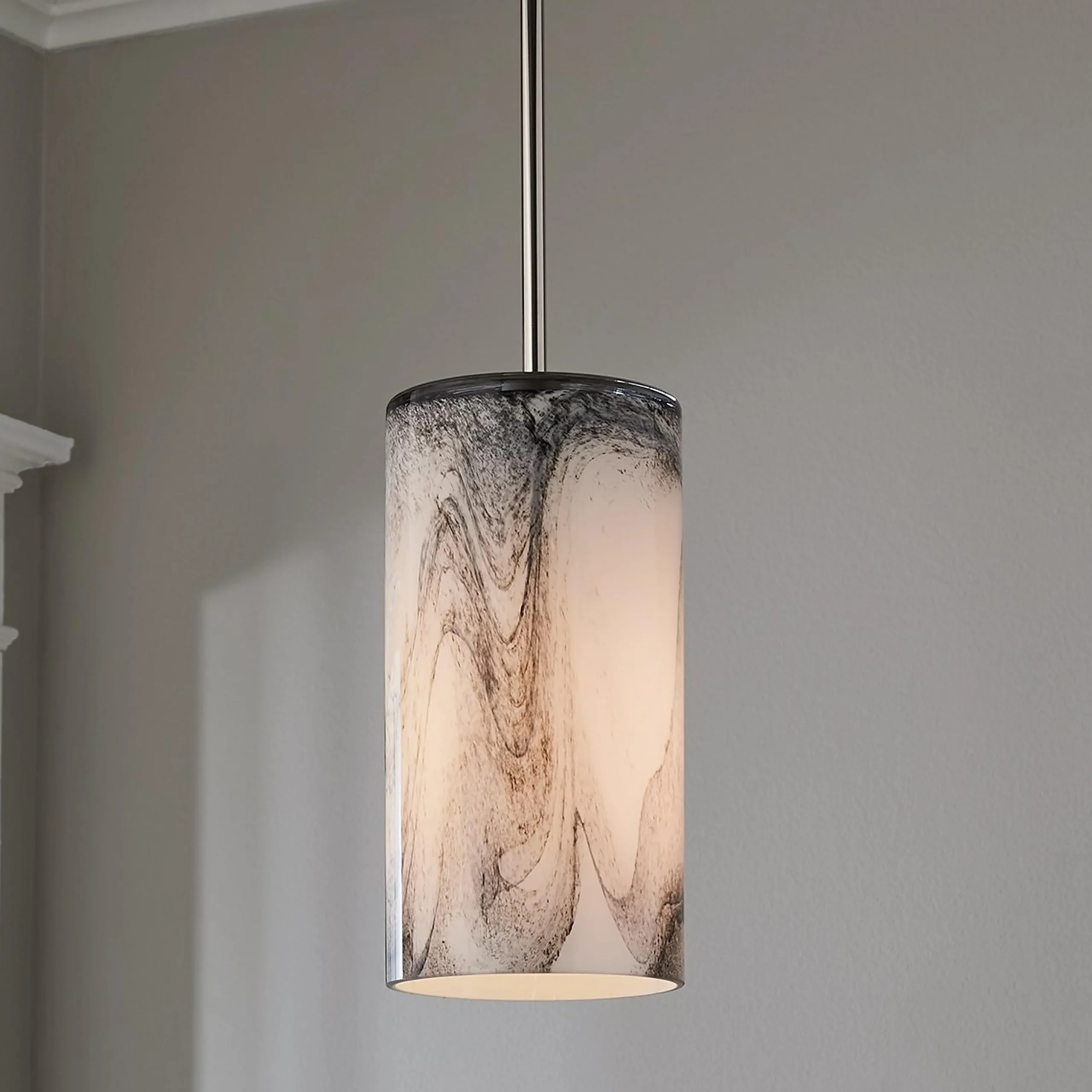 Marbled Glass Cylinder Pendant