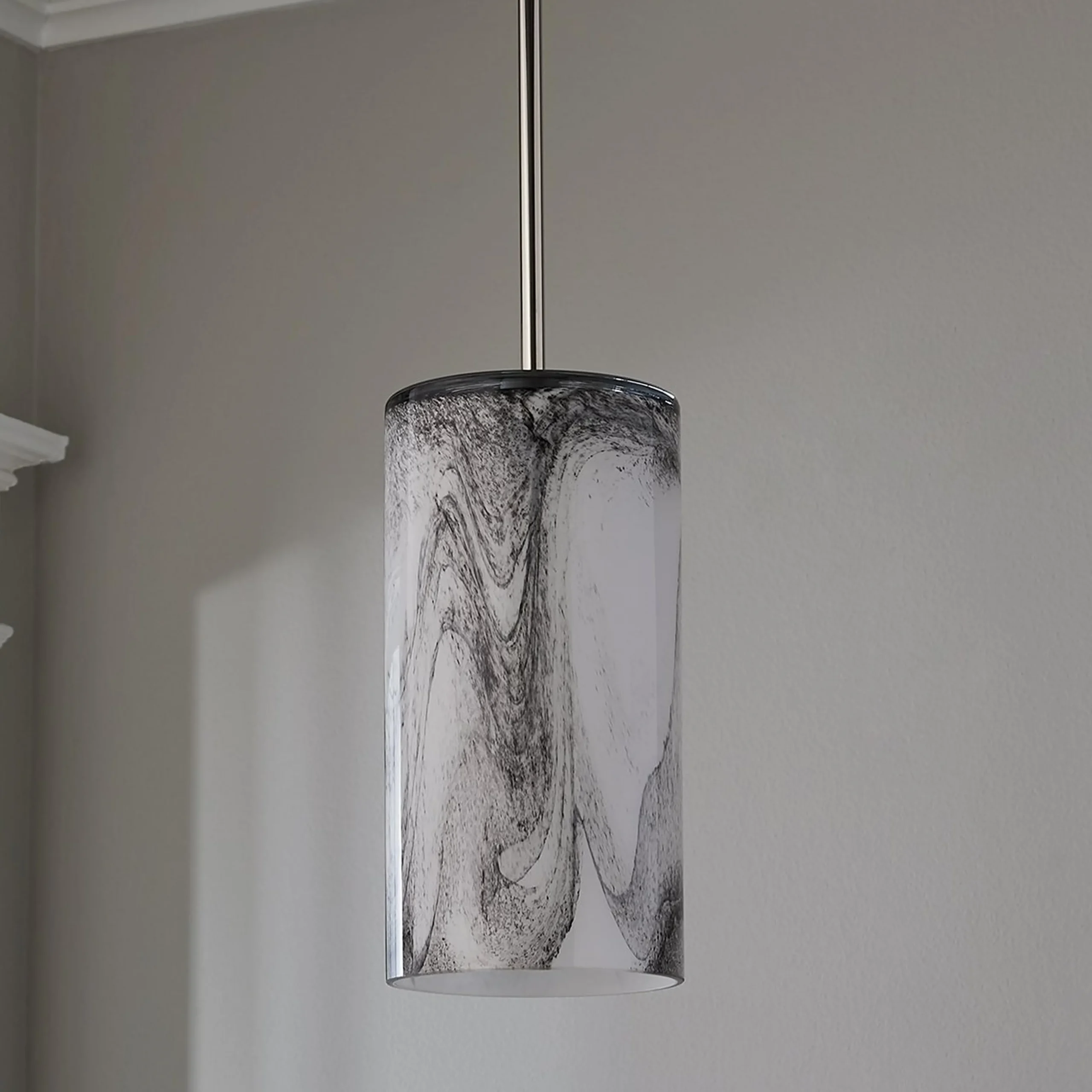 Marbled Glass Cylinder Pendant