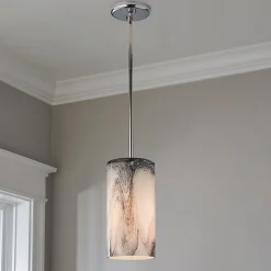 Marbled Glass Cylinder Pendant
