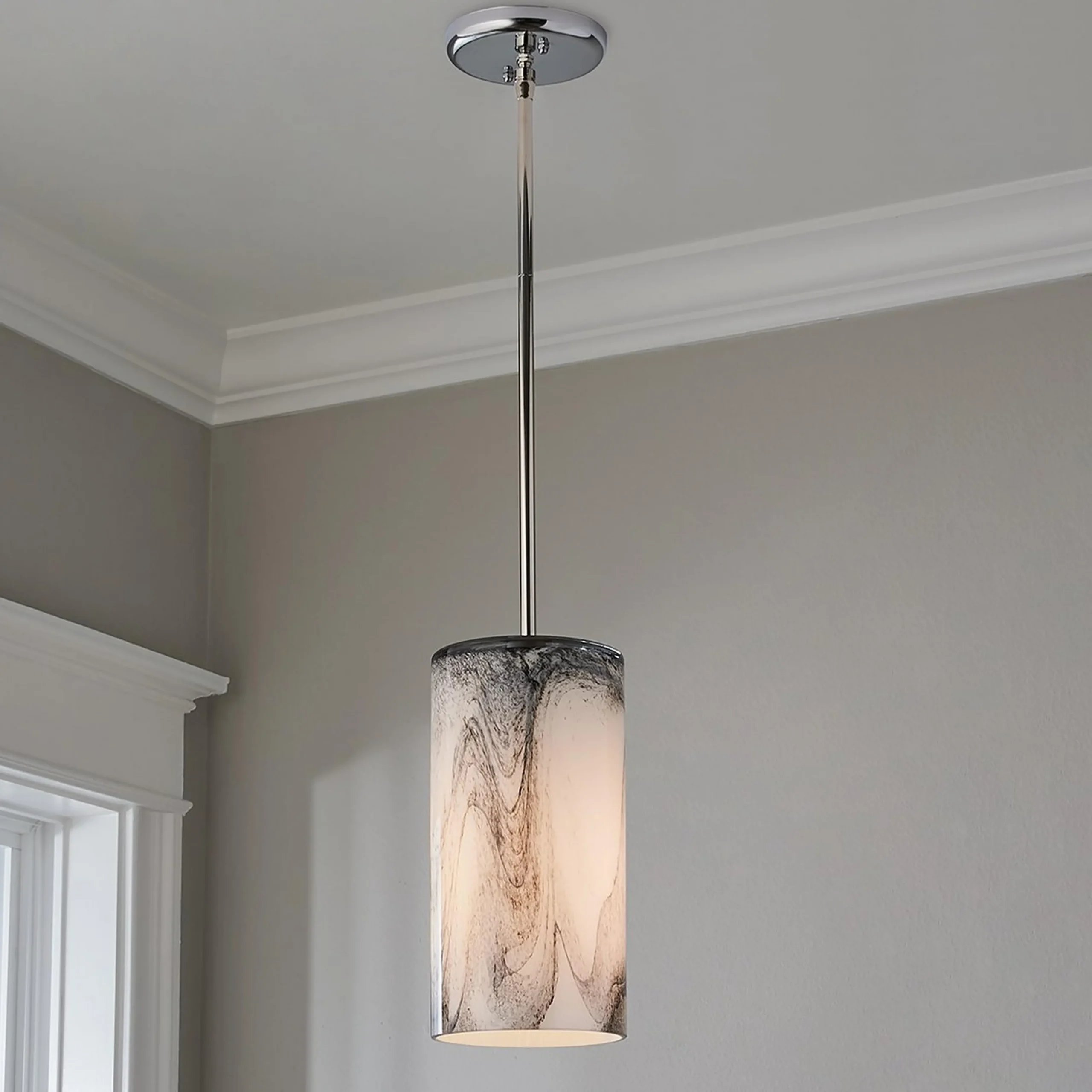 Marbled Glass Cylinder Pendant
