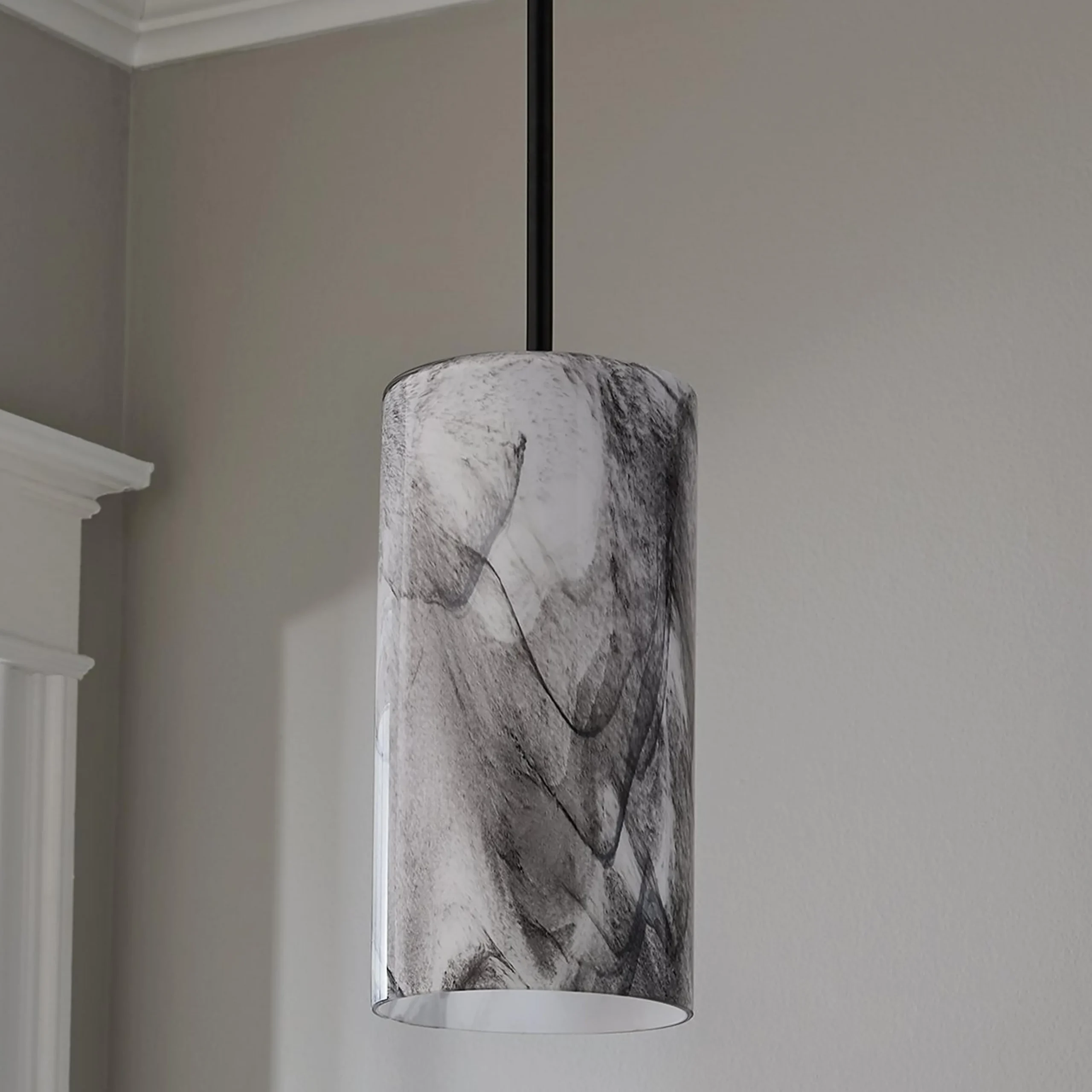 Marbled Glass Cylinder Pendant