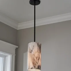 Marbled Glass Cylinder Pendant