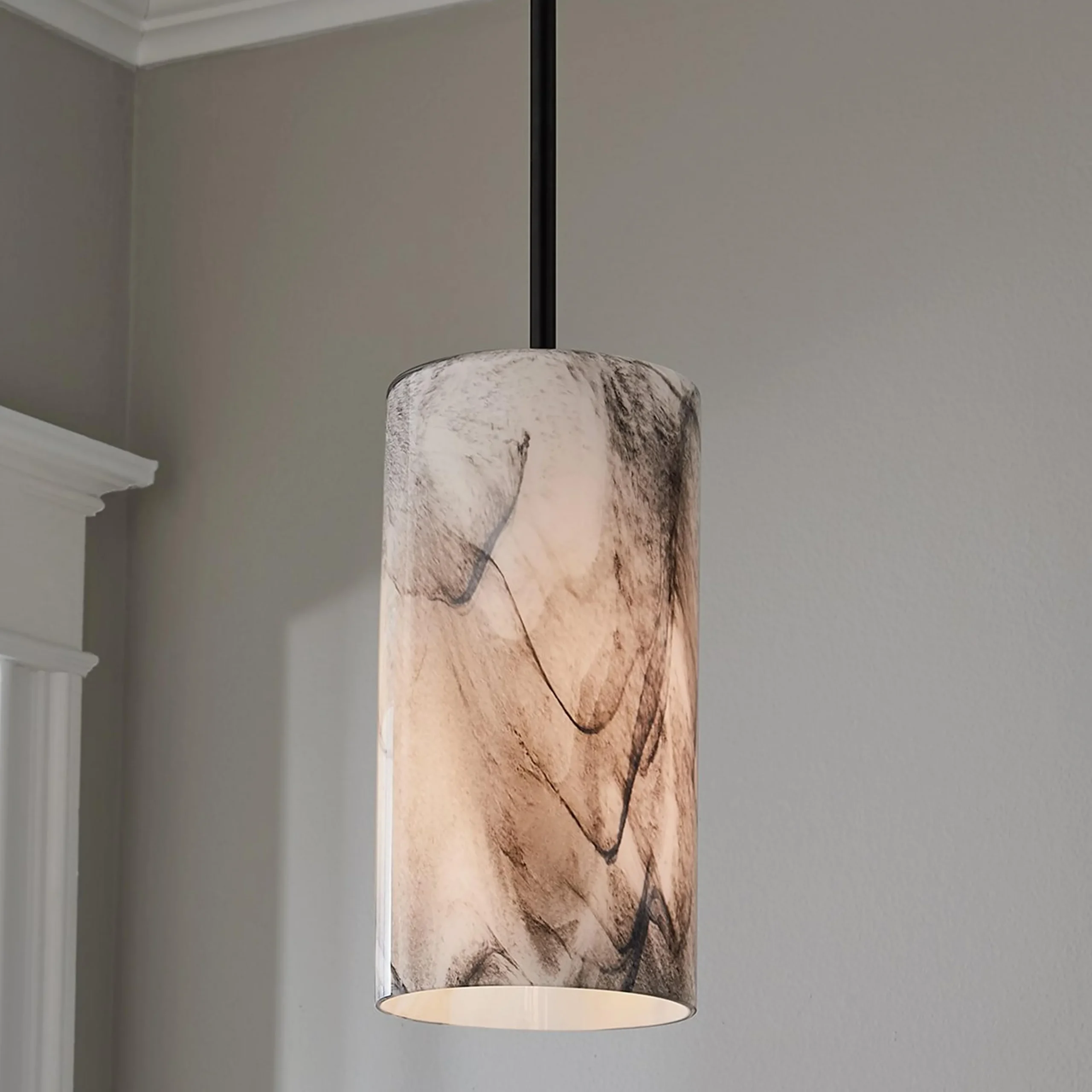 Marbled Glass Cylinder Pendant