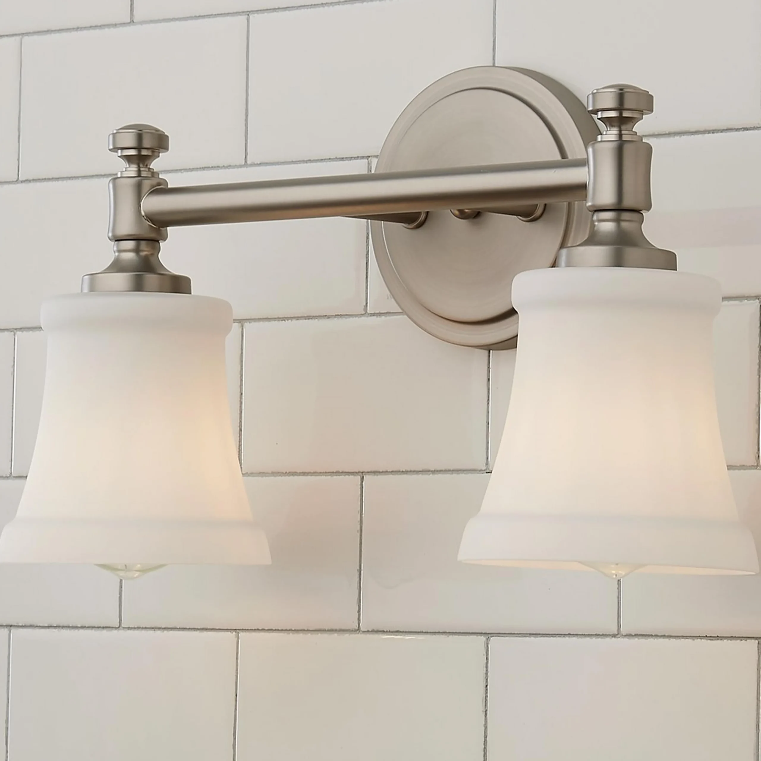 Mercer White Glass Vanity Light - 2 Light