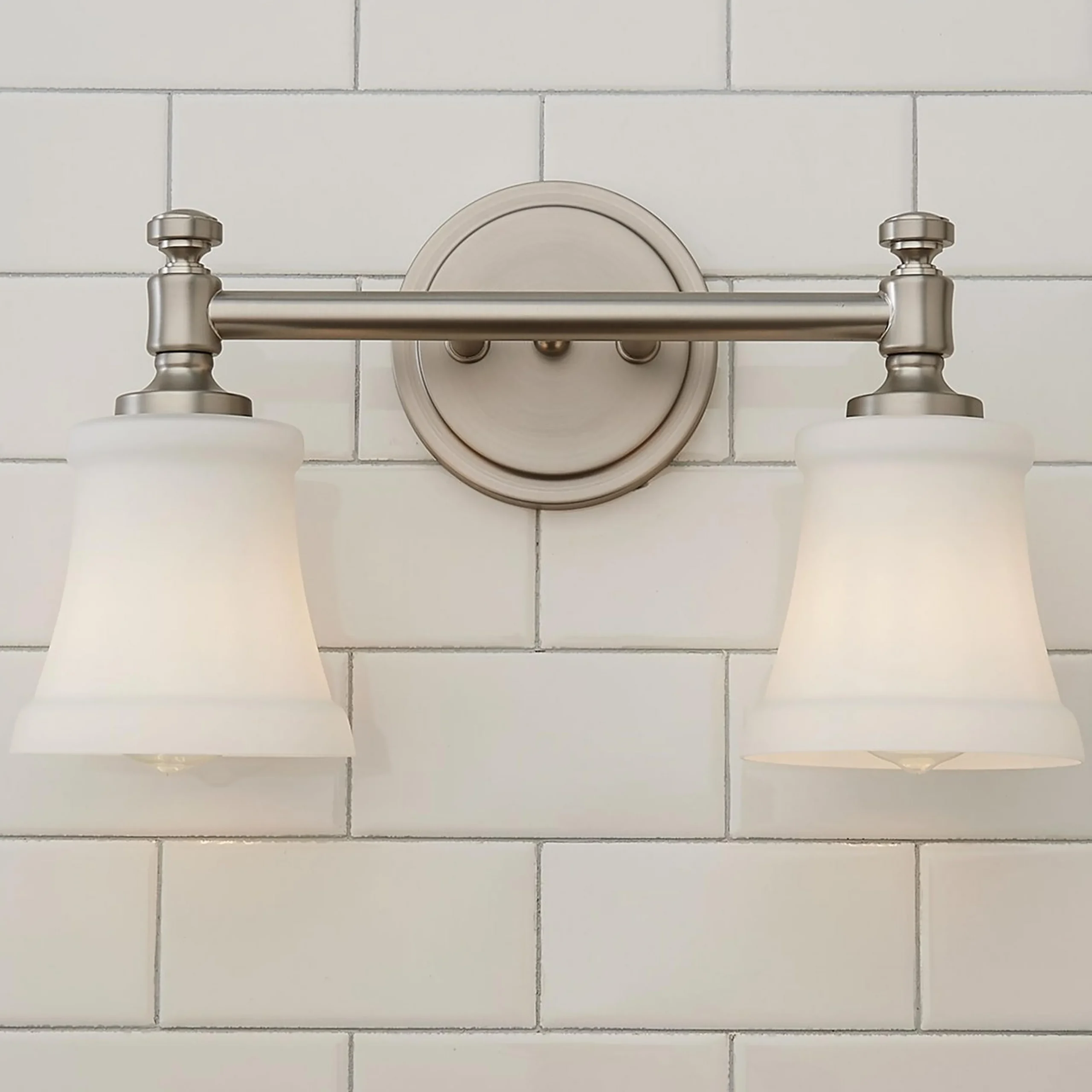 Mercer White Glass Vanity Light - 2 Light