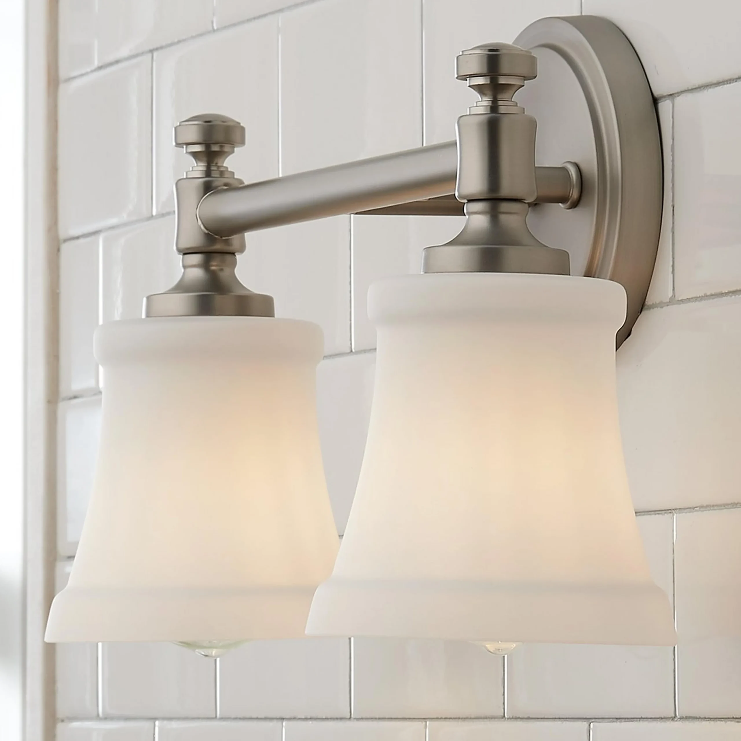 Mercer White Glass Vanity Light - 2 Light
