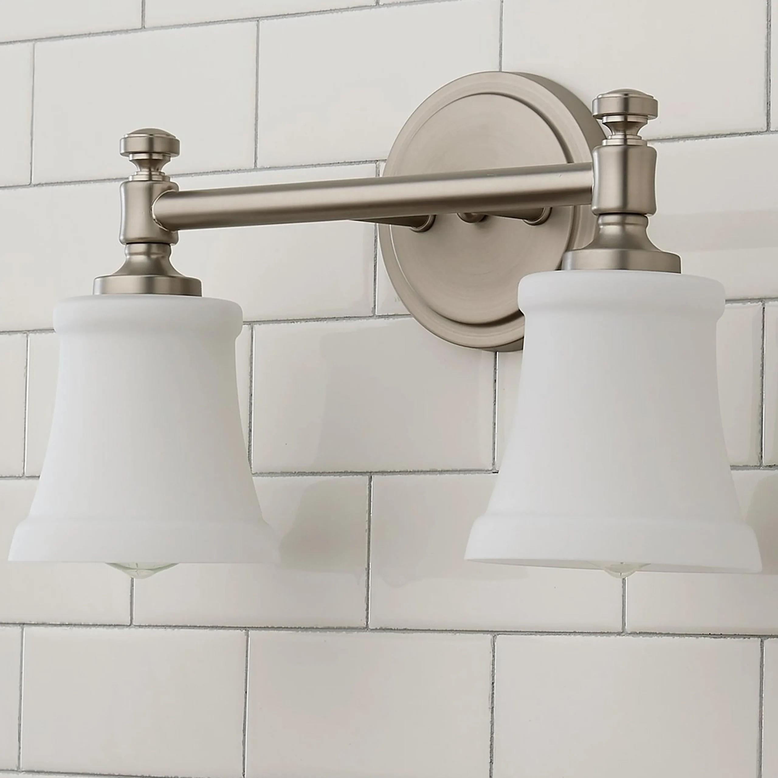 Mercer White Glass Vanity Light - 2 Light