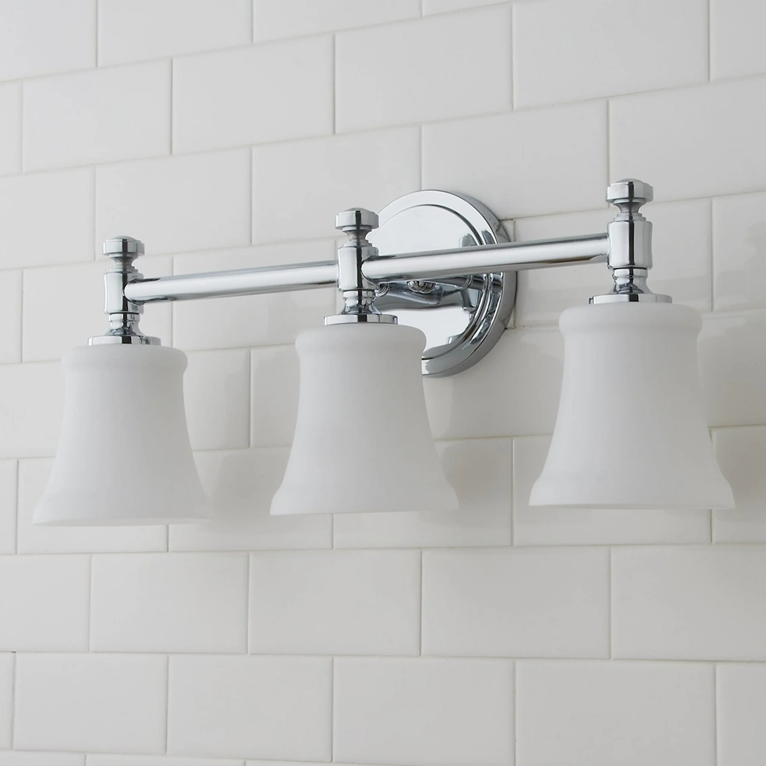 Mercer White Glass Vanity Light - 3 Light