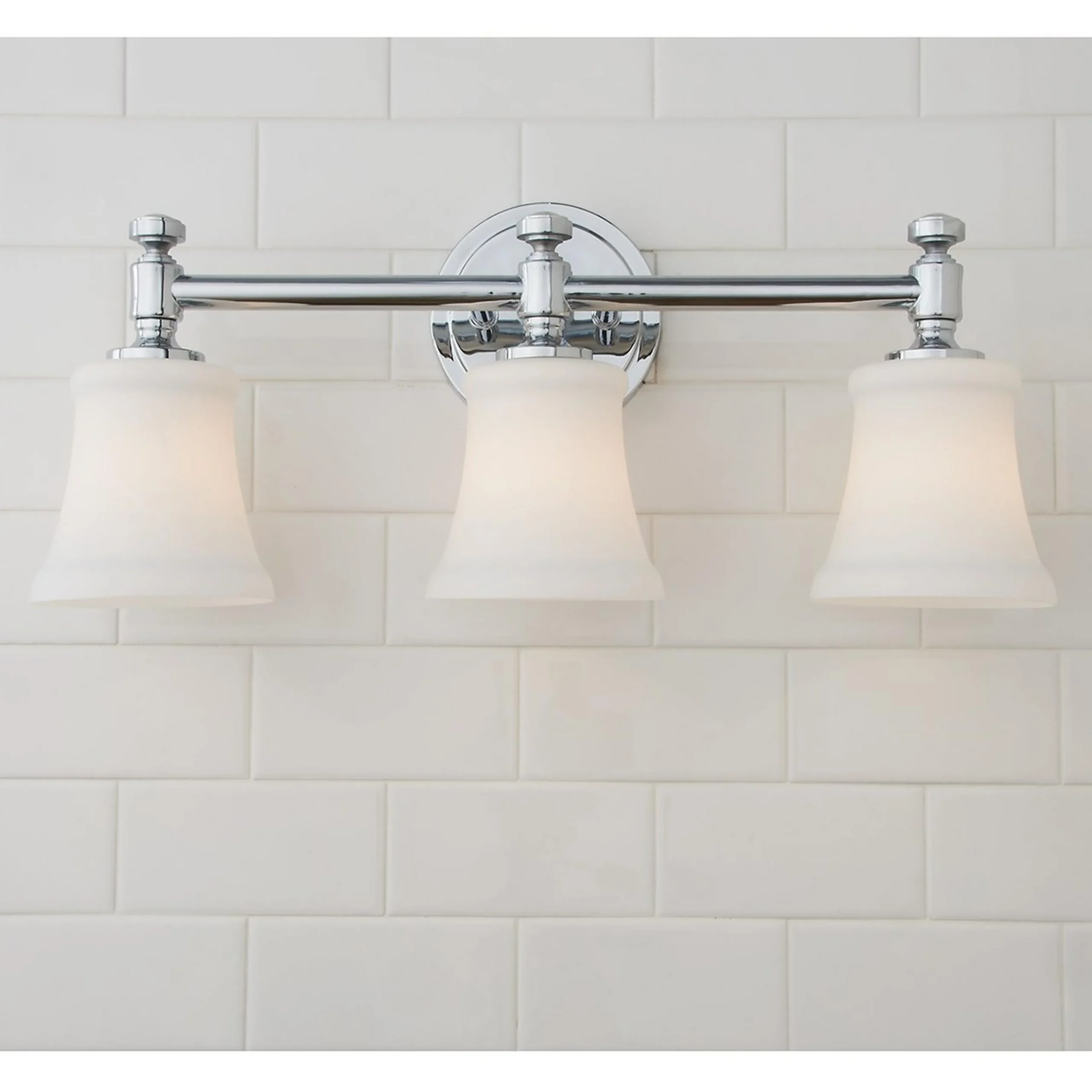 Mercer White Glass Vanity Light - 3 Light