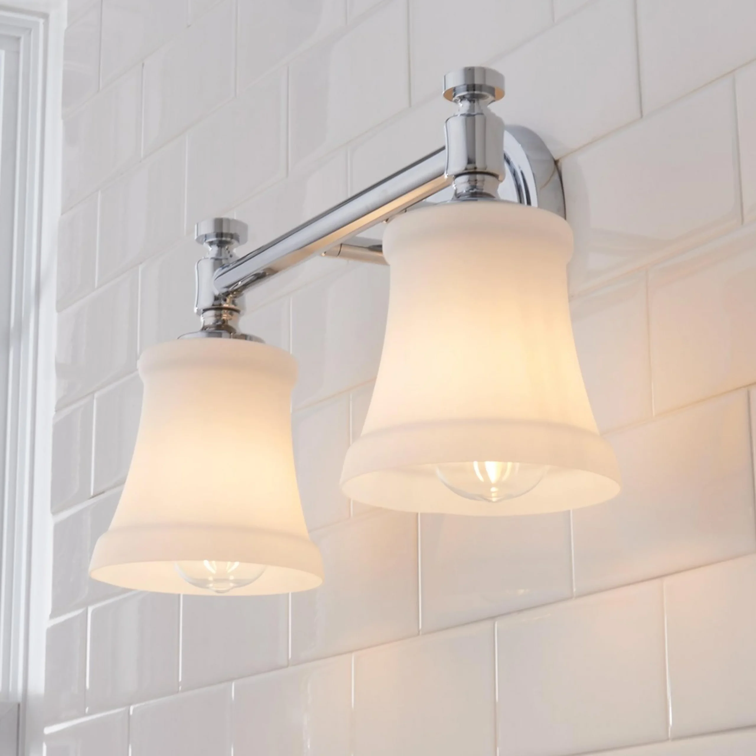 Mercer White Glass Vanity Light - 2 Light