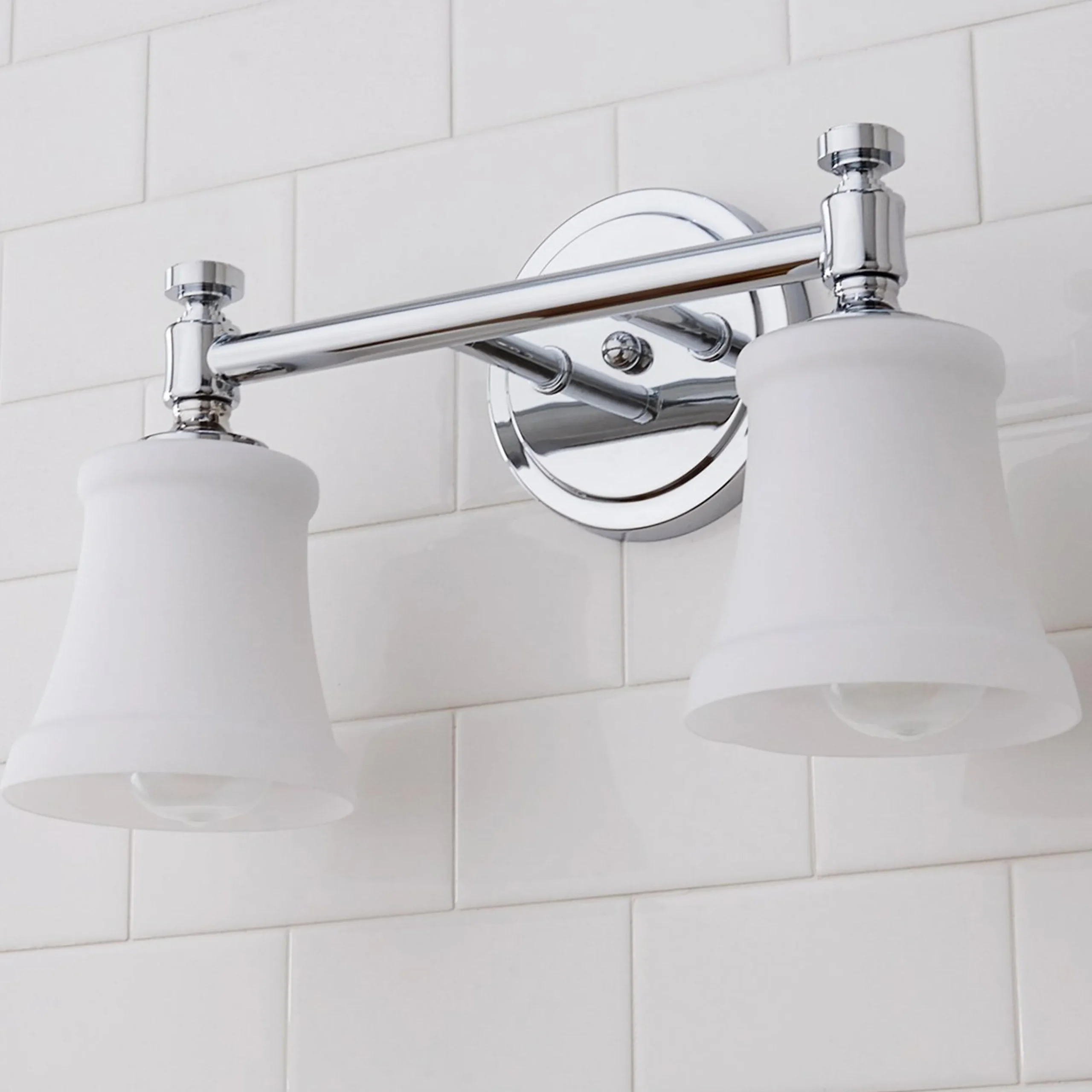 Mercer White Glass Vanity Light - 2 Light