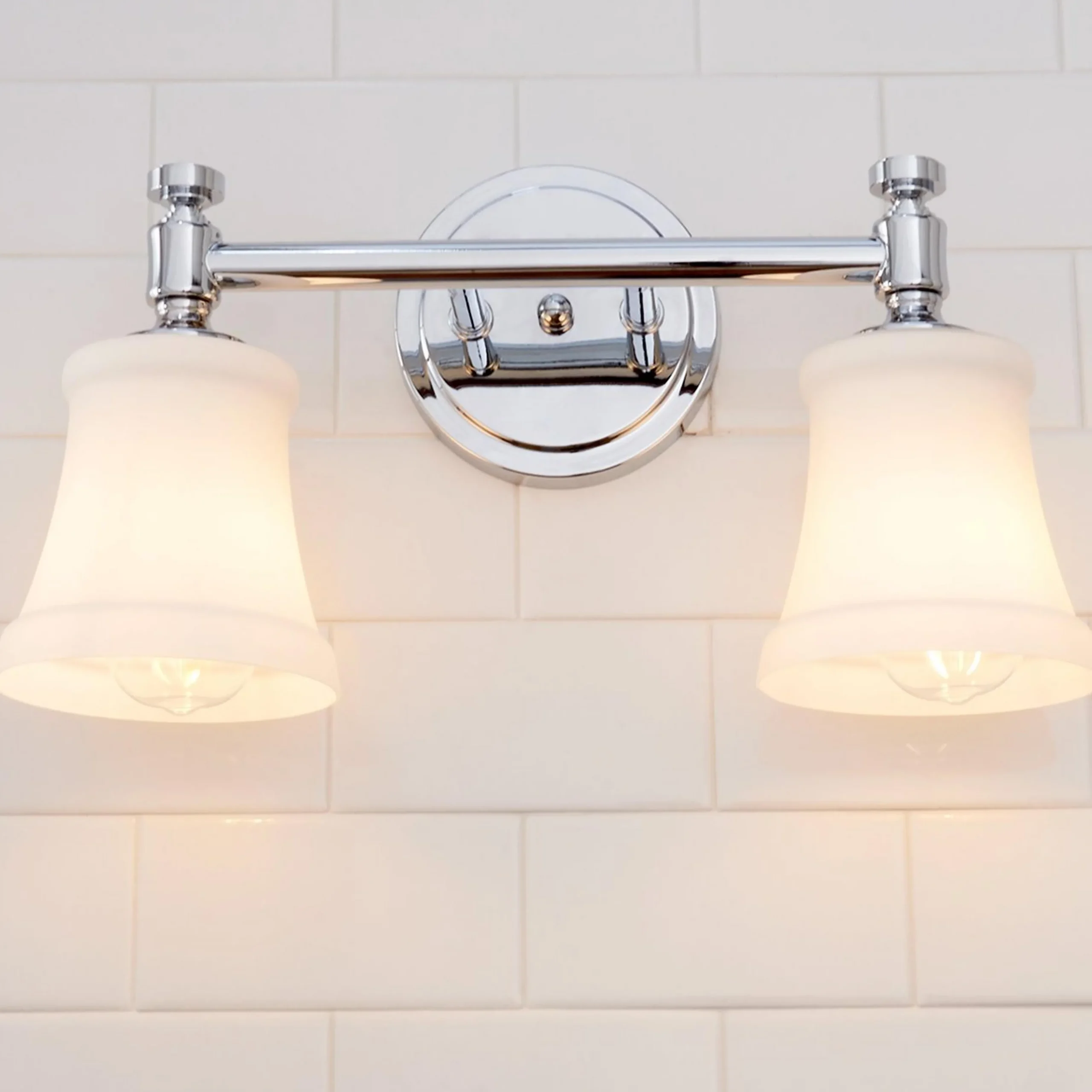 Mercer White Glass Vanity Light - 2 Light