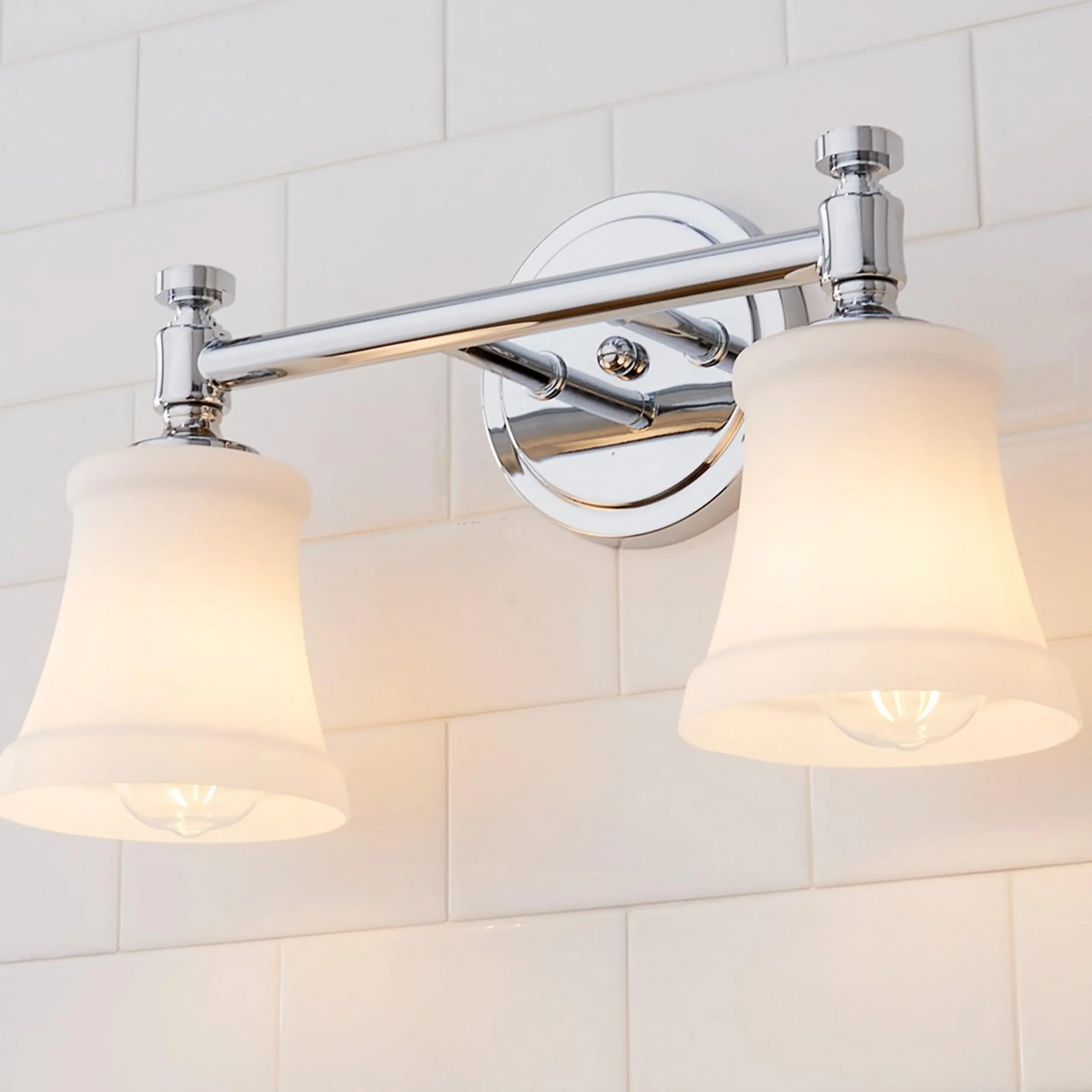 Mercer White Glass Vanity Light - 2 Light