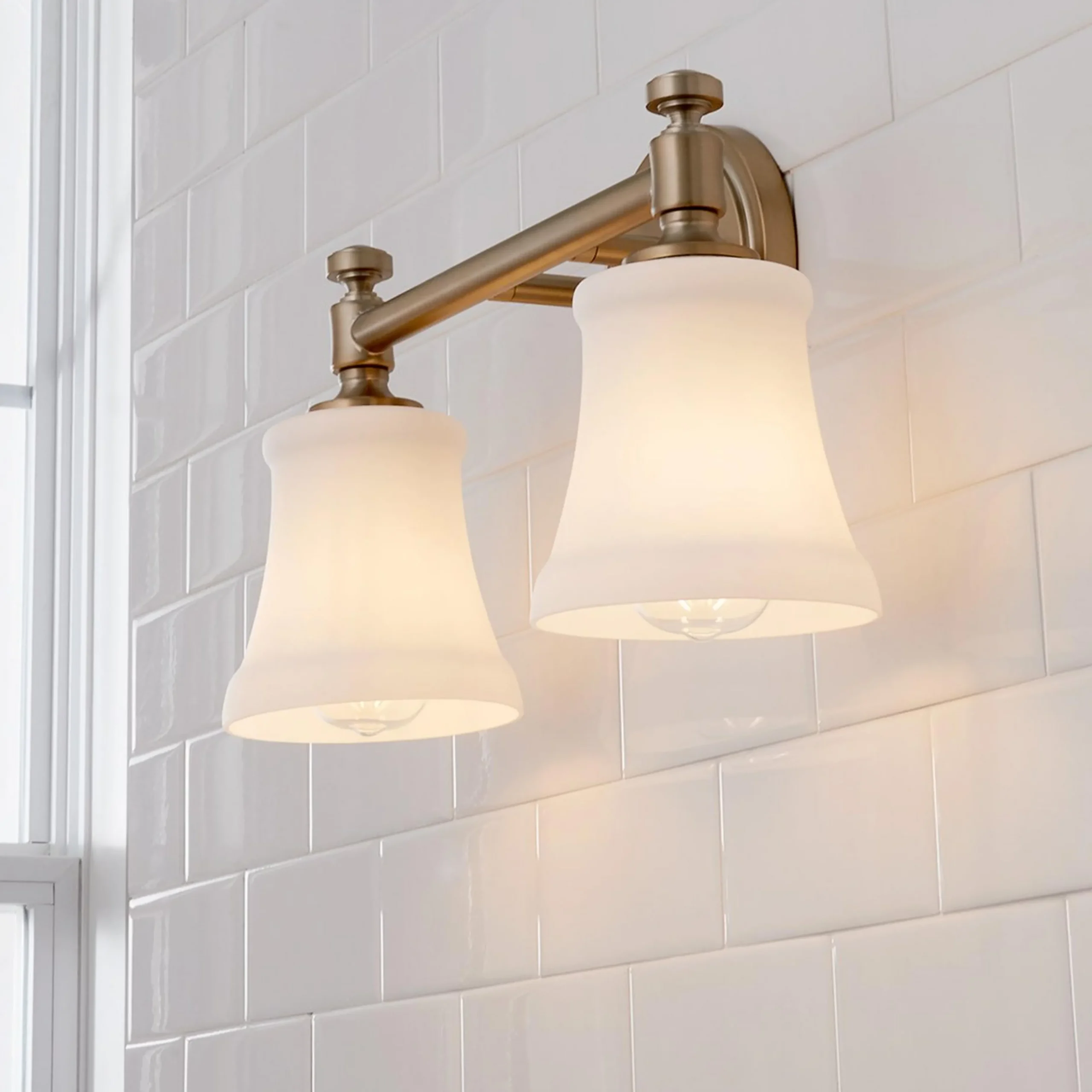 Mercer White Glass Vanity Light - 2 Light