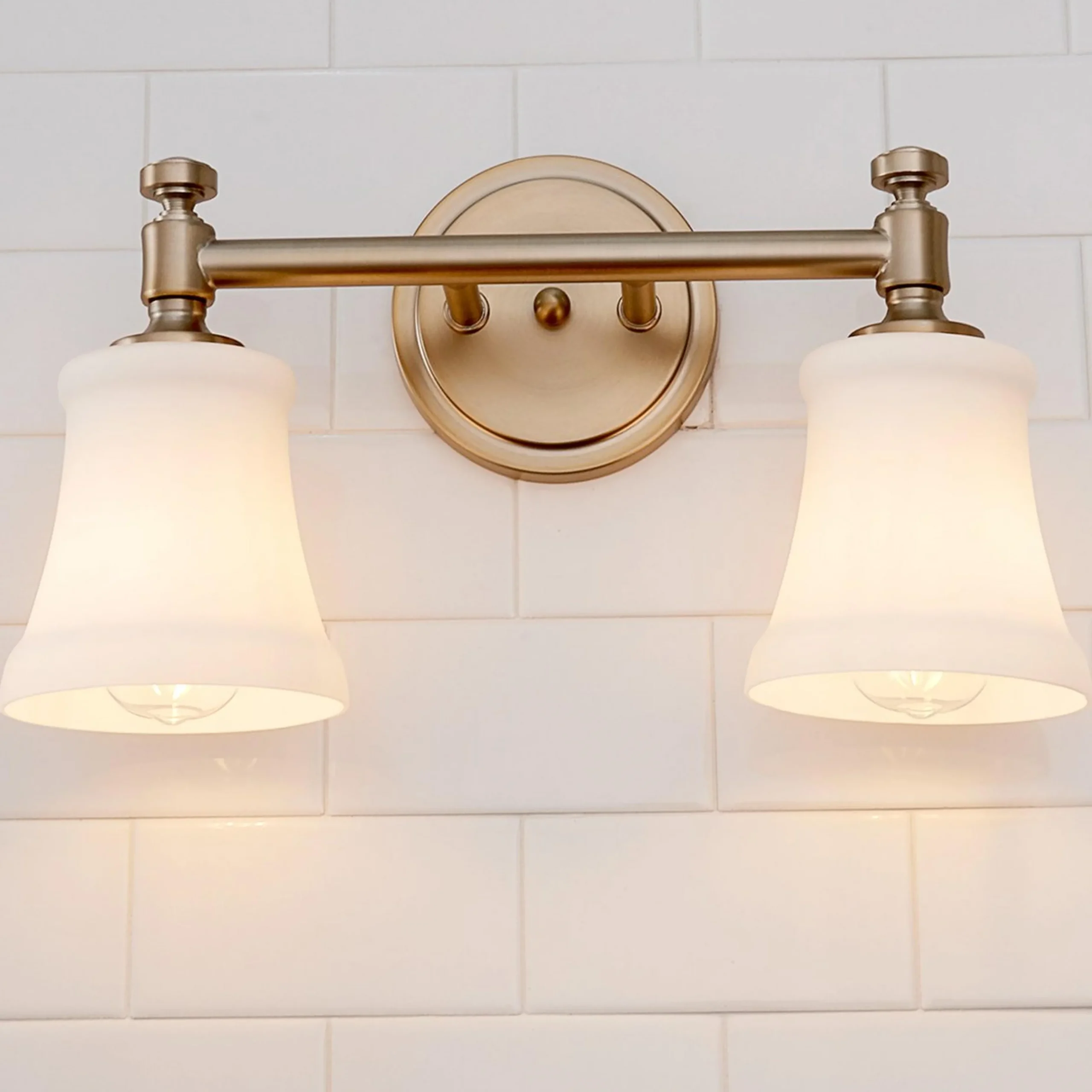 Mercer White Glass Vanity Light - 2 Light