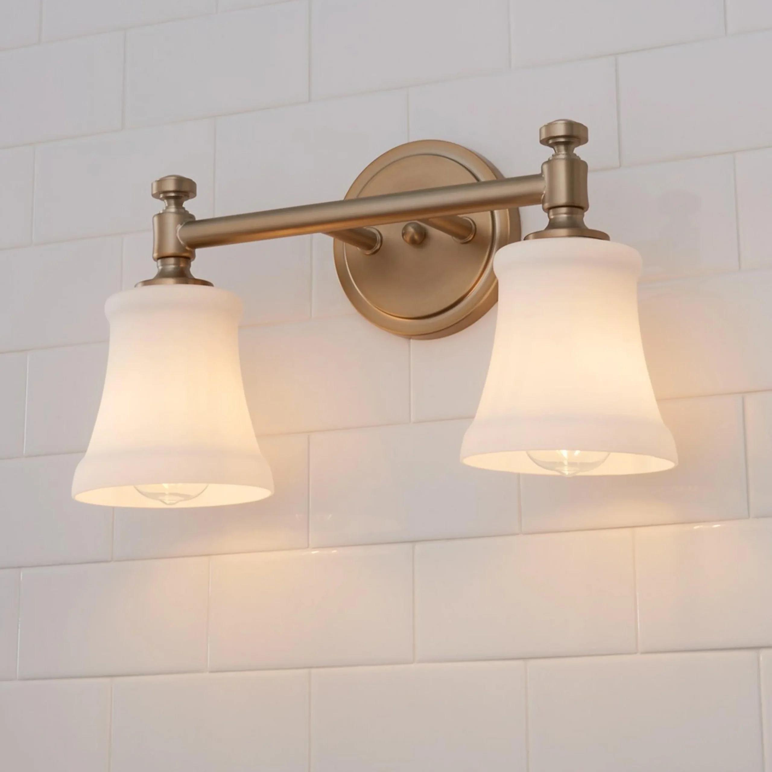 Mercer White Glass Vanity Light - 2 Light