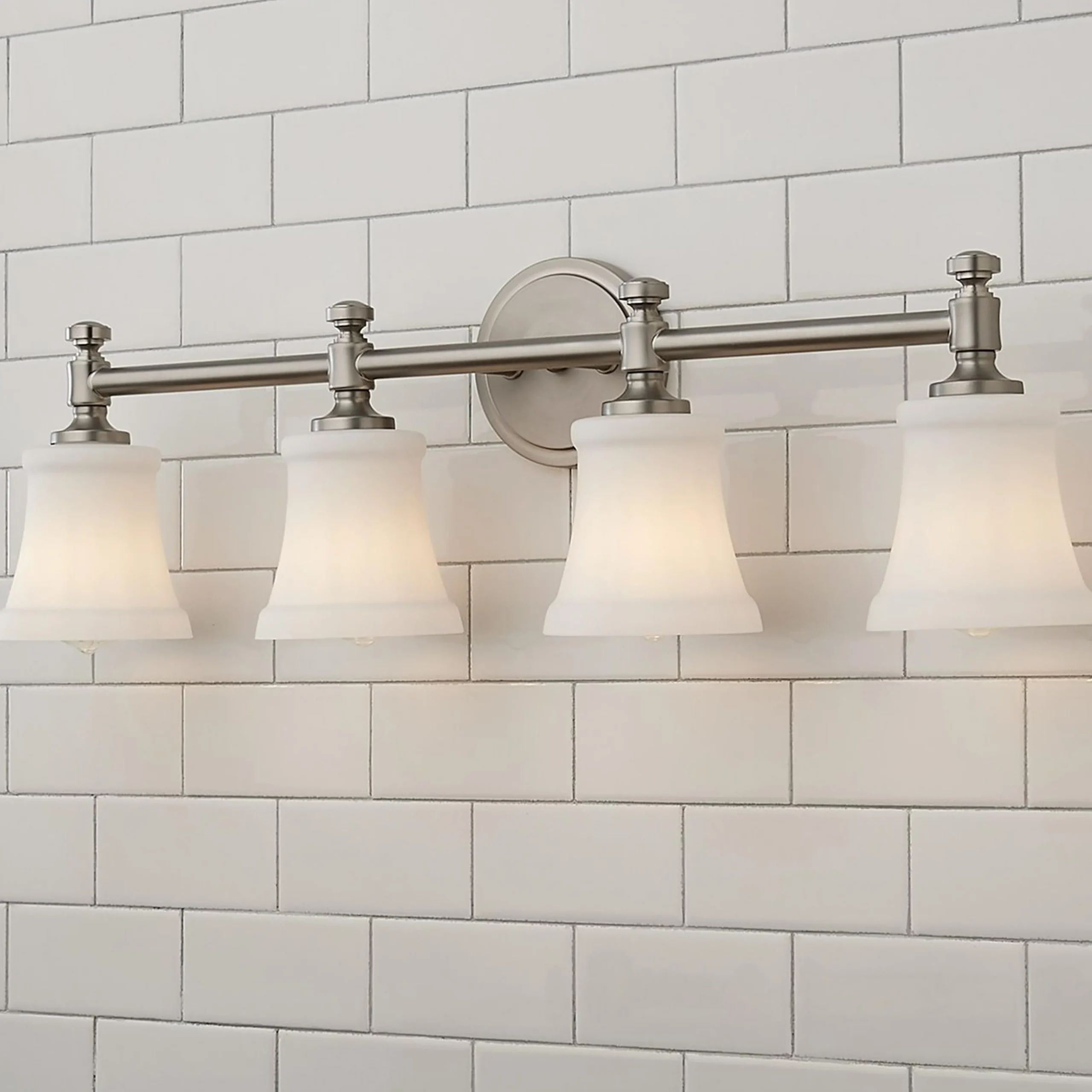 Mercer White Glass Vanity Light - 4 Light