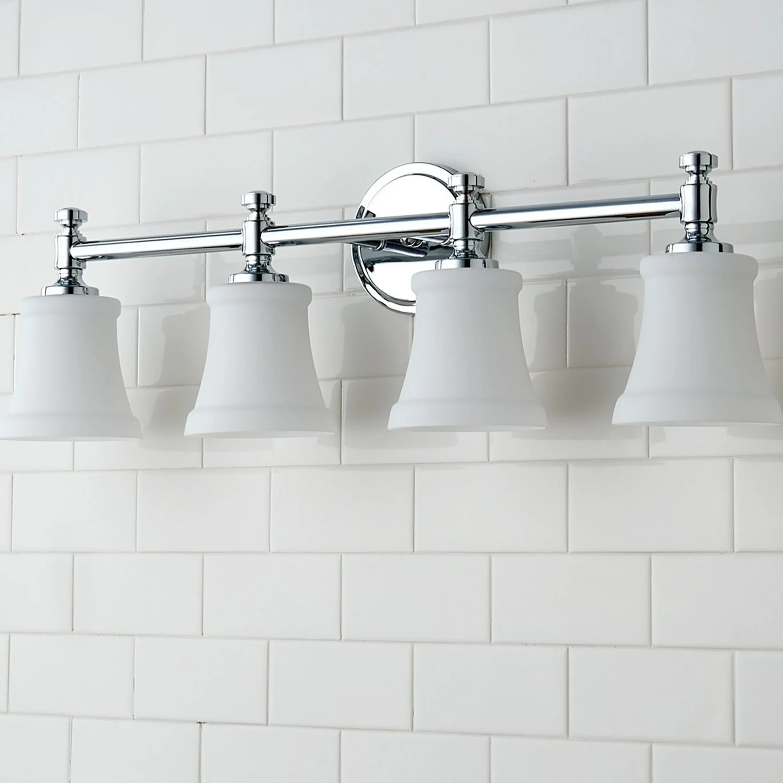 Mercer White Glass Vanity Light - 4 Light