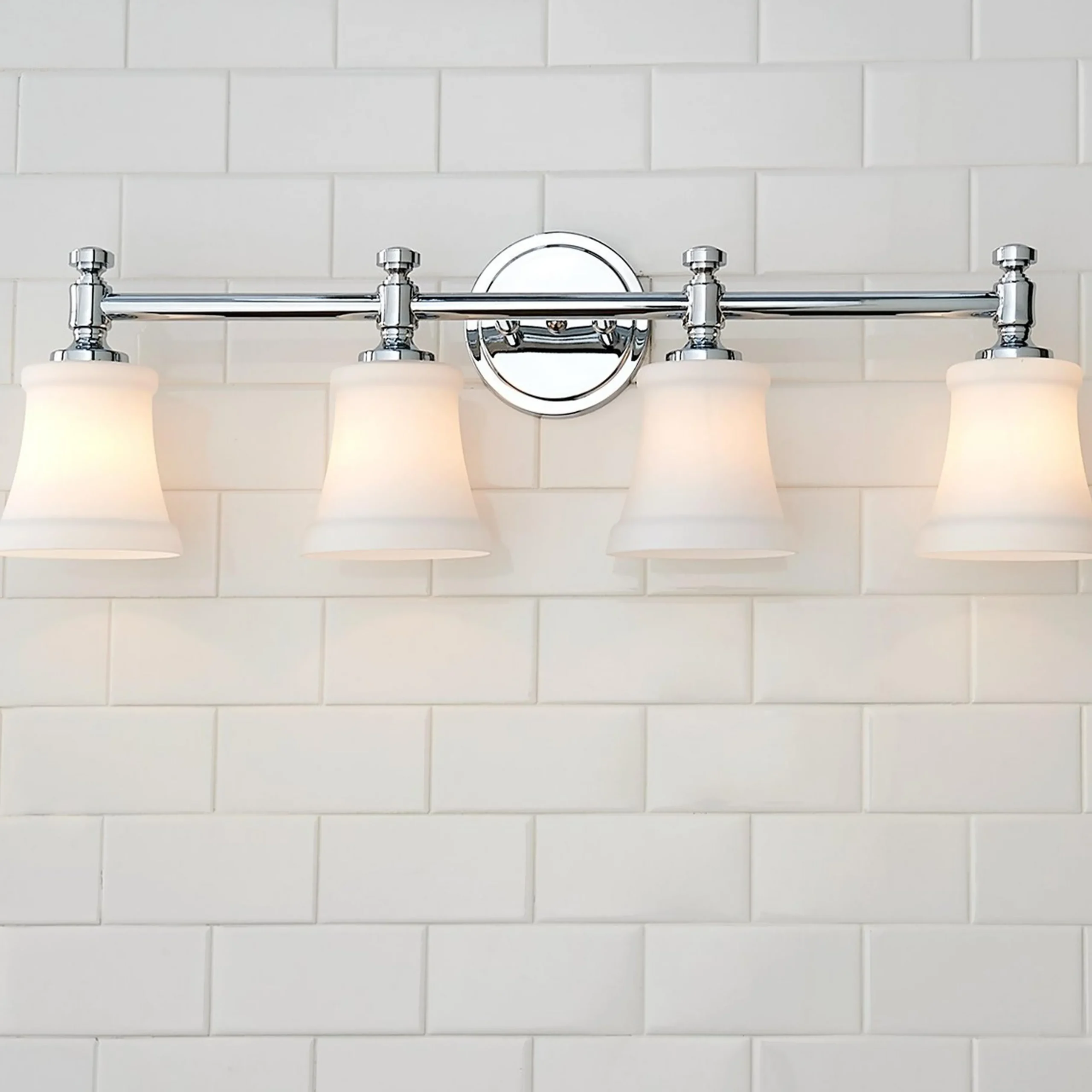 Mercer White Glass Vanity Light - 4 Light