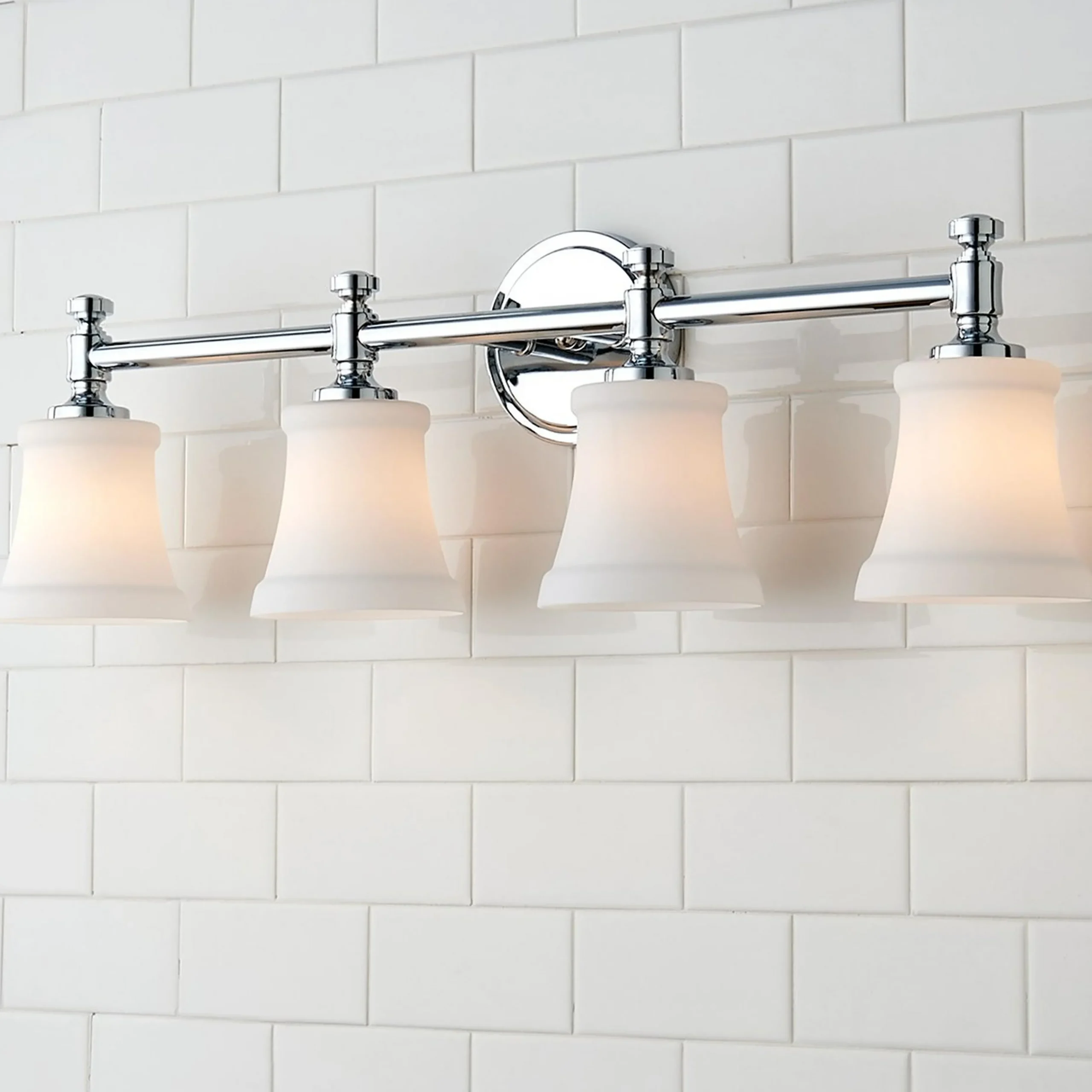 Mercer White Glass Vanity Light - 4 Light
