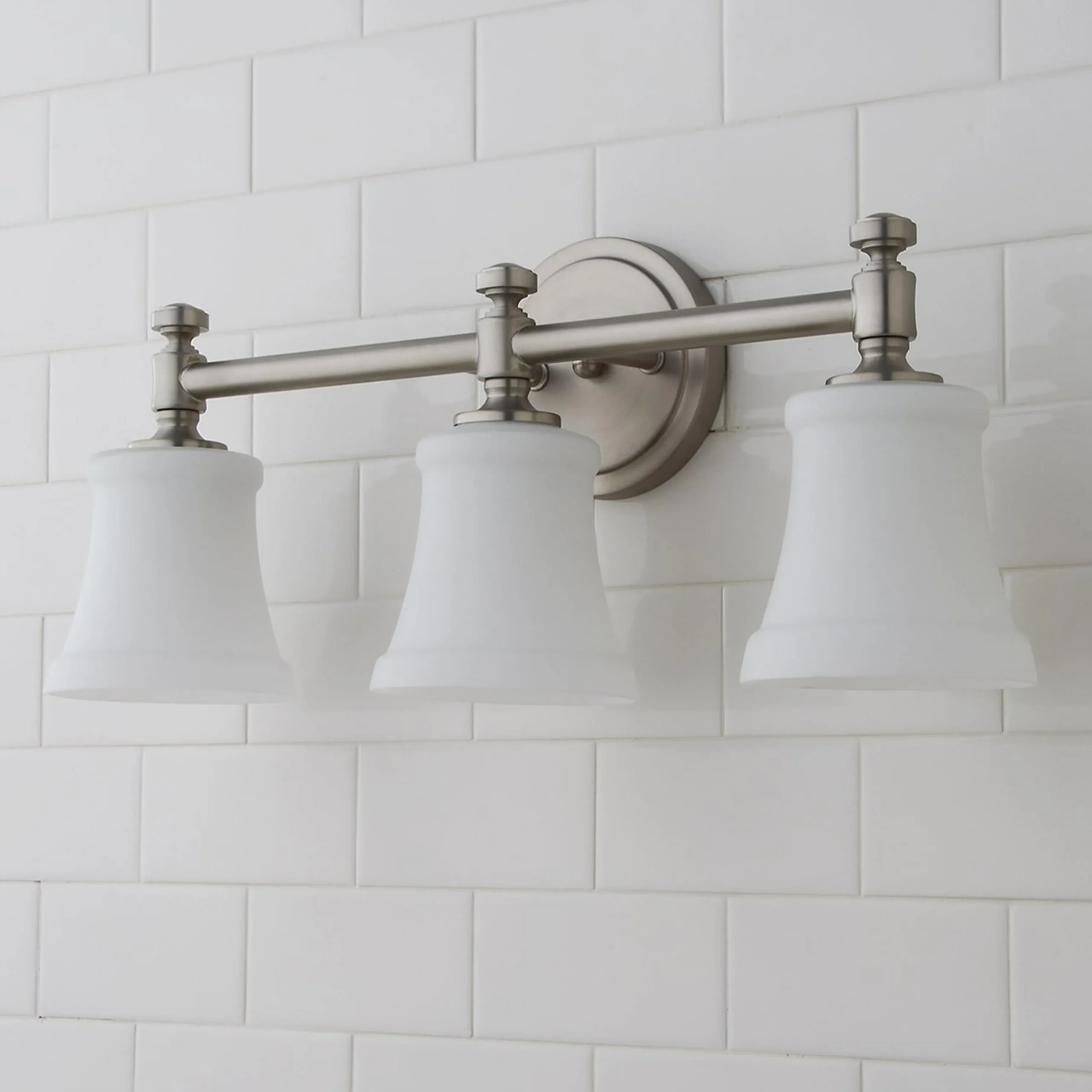 Mercer White Glass Vanity Light - 3 Light