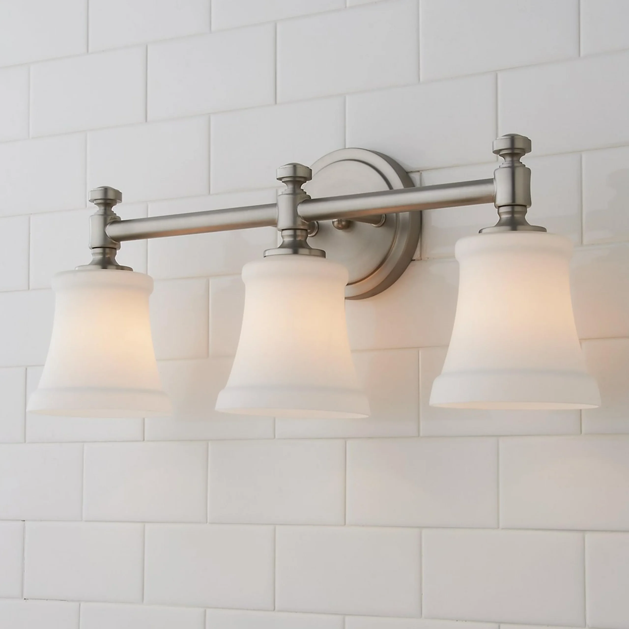 Mercer White Glass Vanity Light - 3 Light
