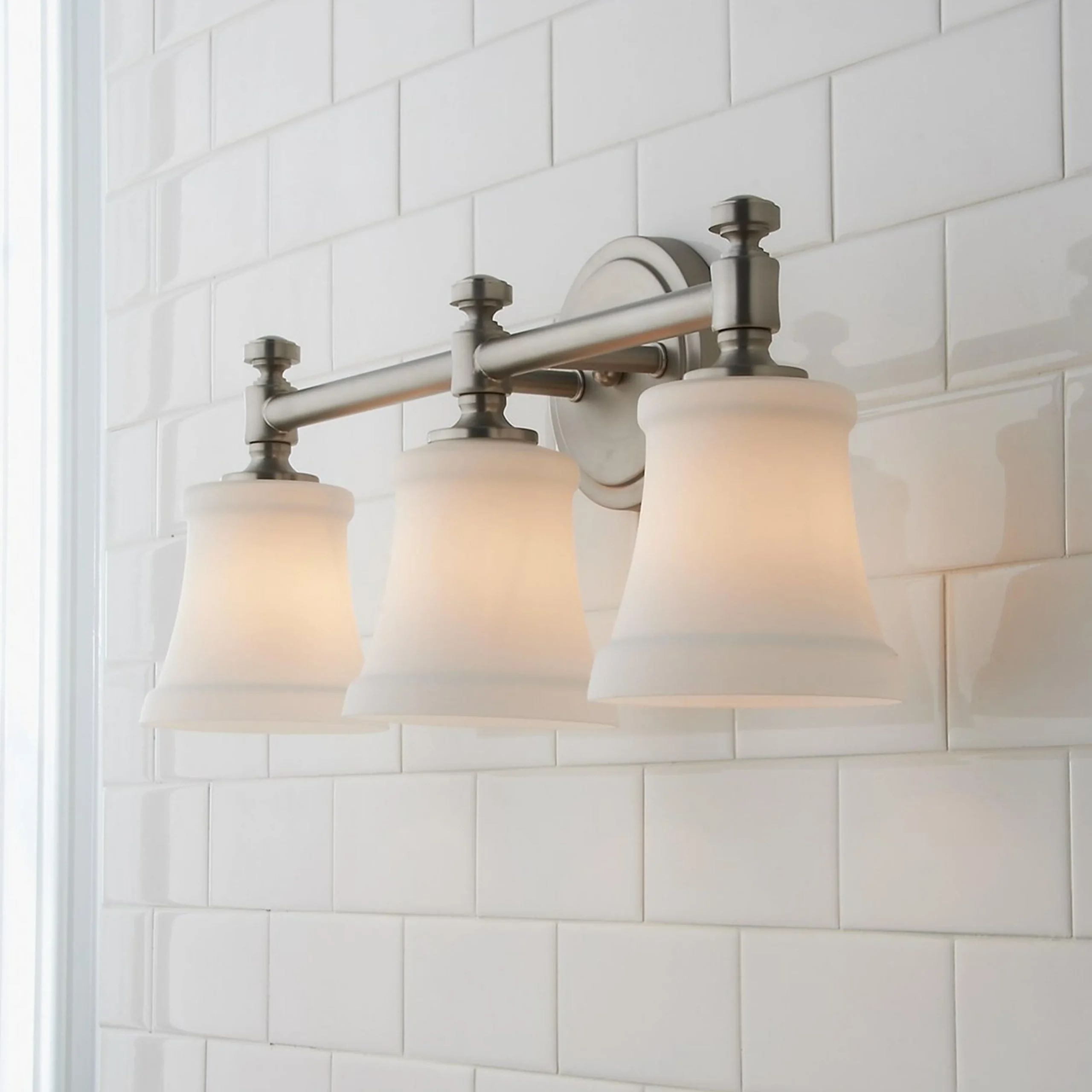 Mercer White Glass Vanity Light - 3 Light