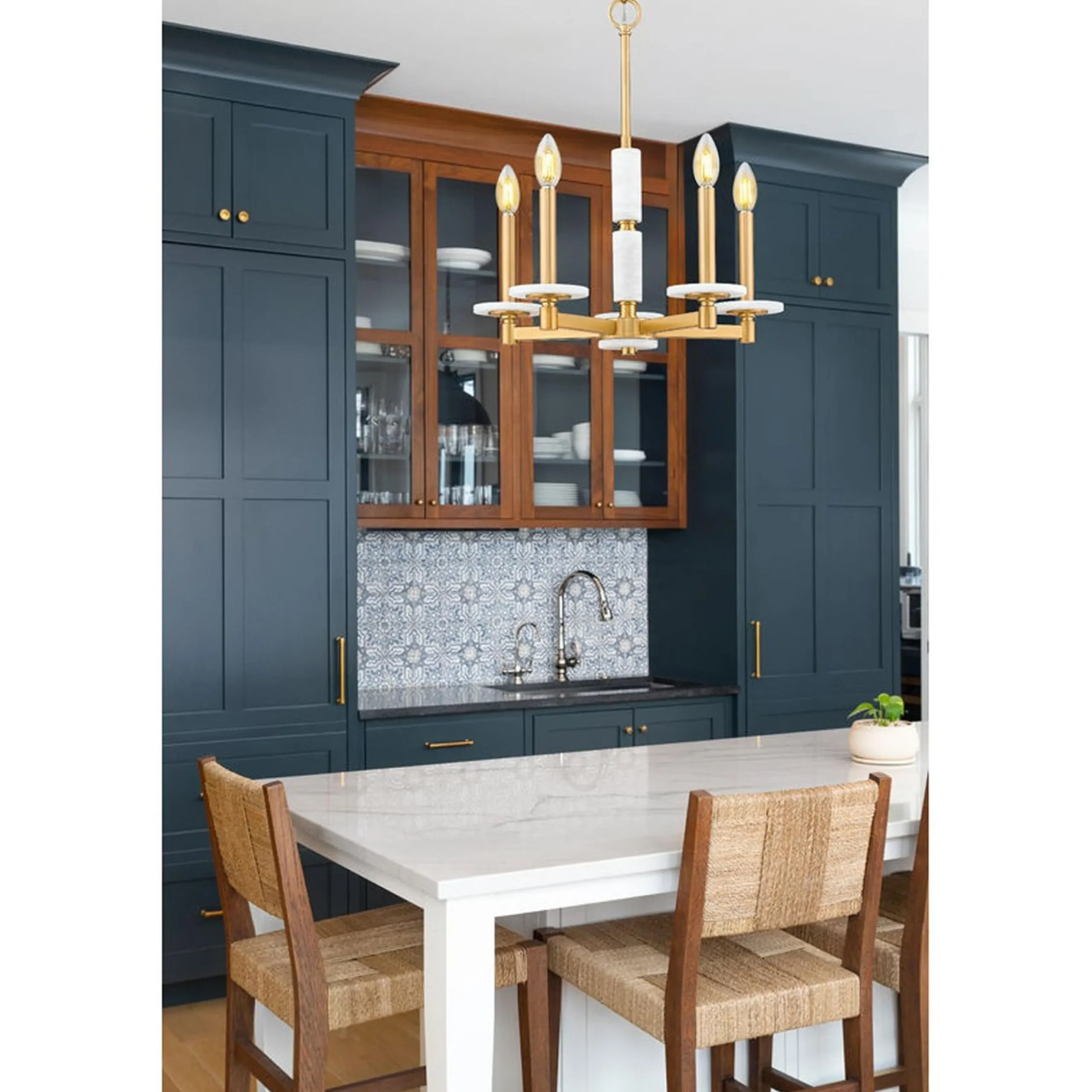 Mestra Alabaster Chandelier - 5 Light