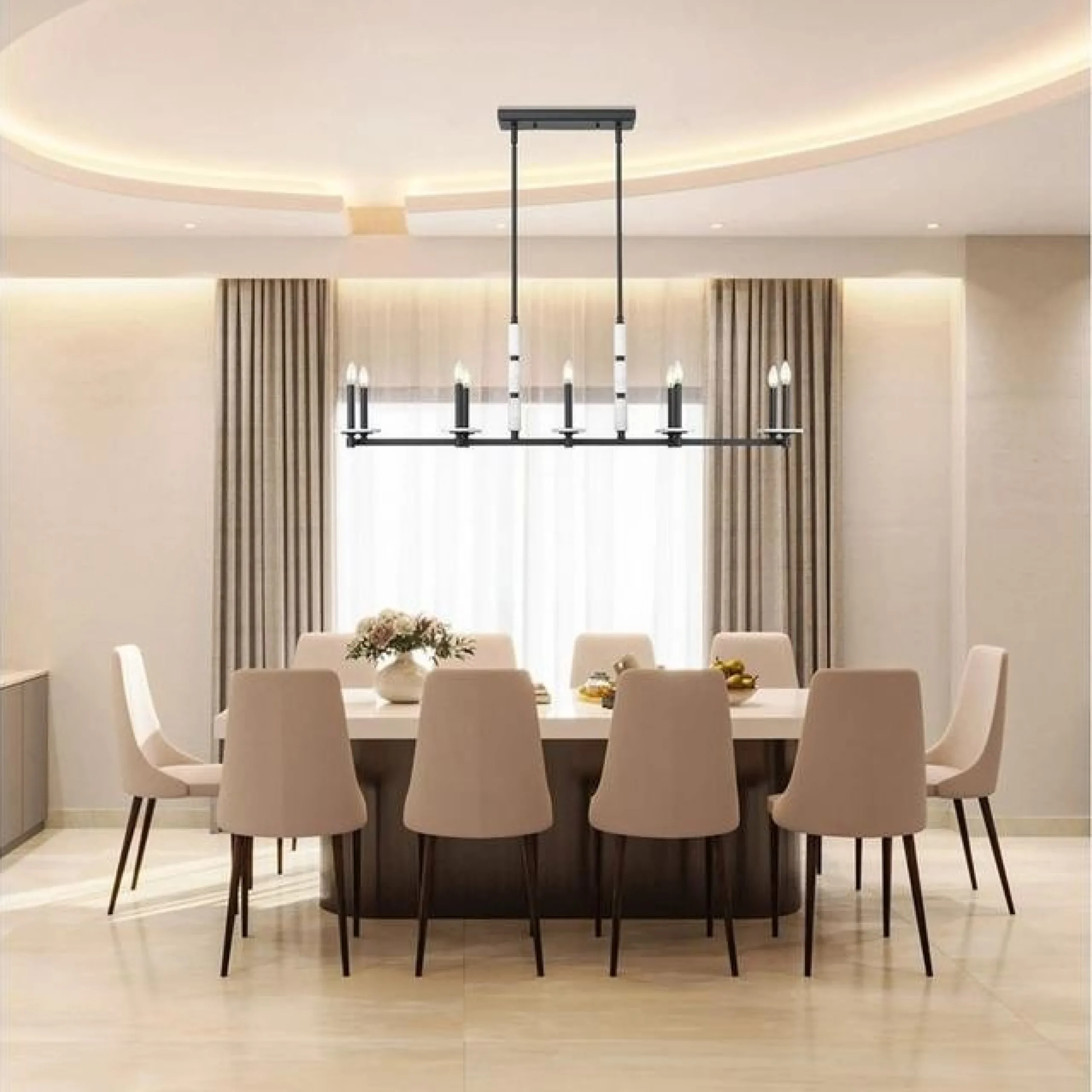 Mestra Alabaster Island Chandelier - 10 Light