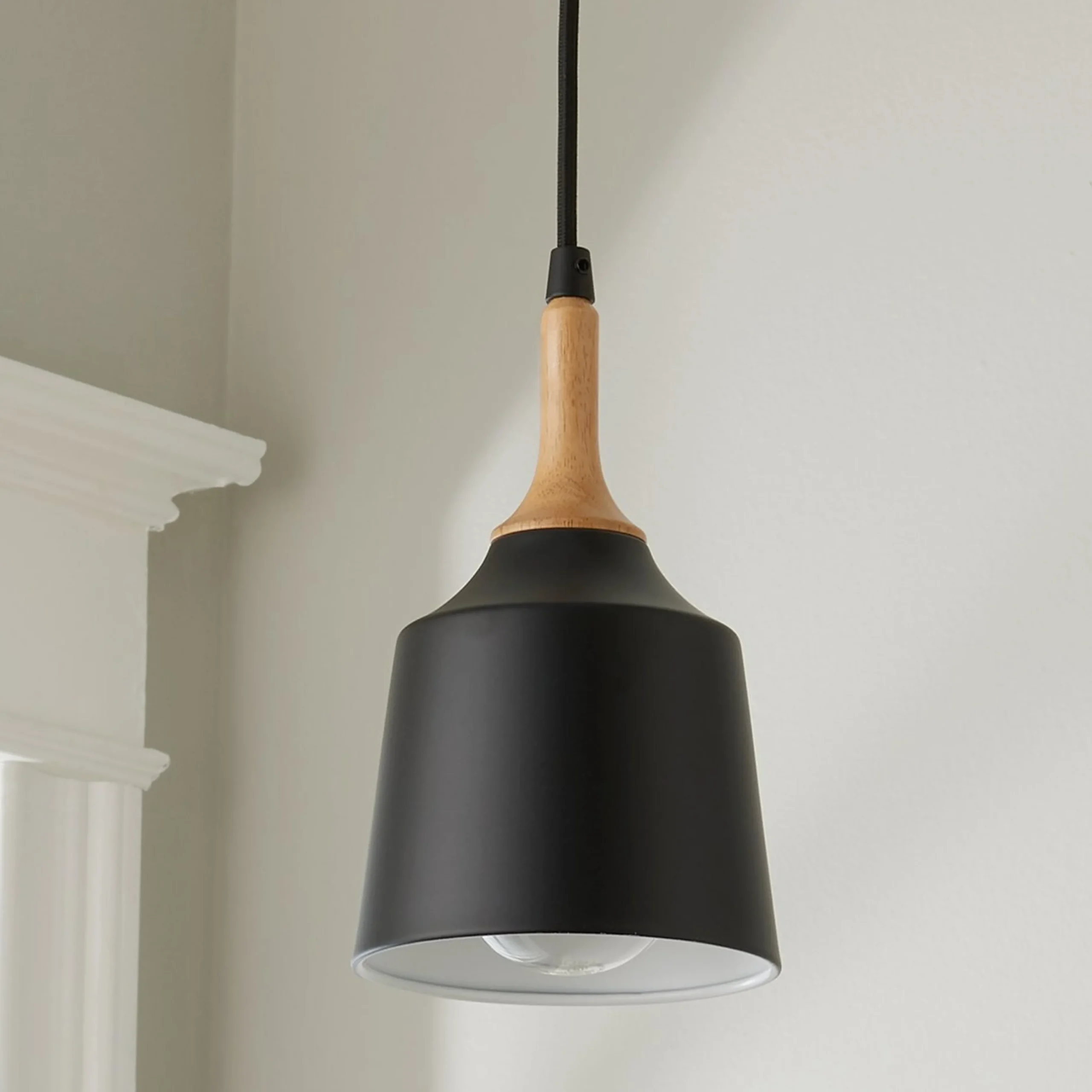 Metal and Natural Wood Mini Pendant