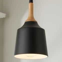 Metal and Natural Wood Mini Pendant