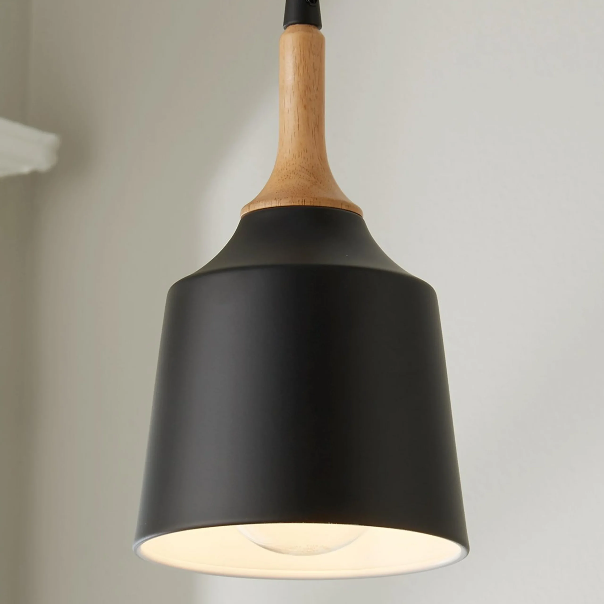 Metal and Natural Wood Mini Pendant