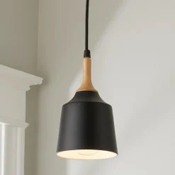Metal and Natural Wood Mini Pendant