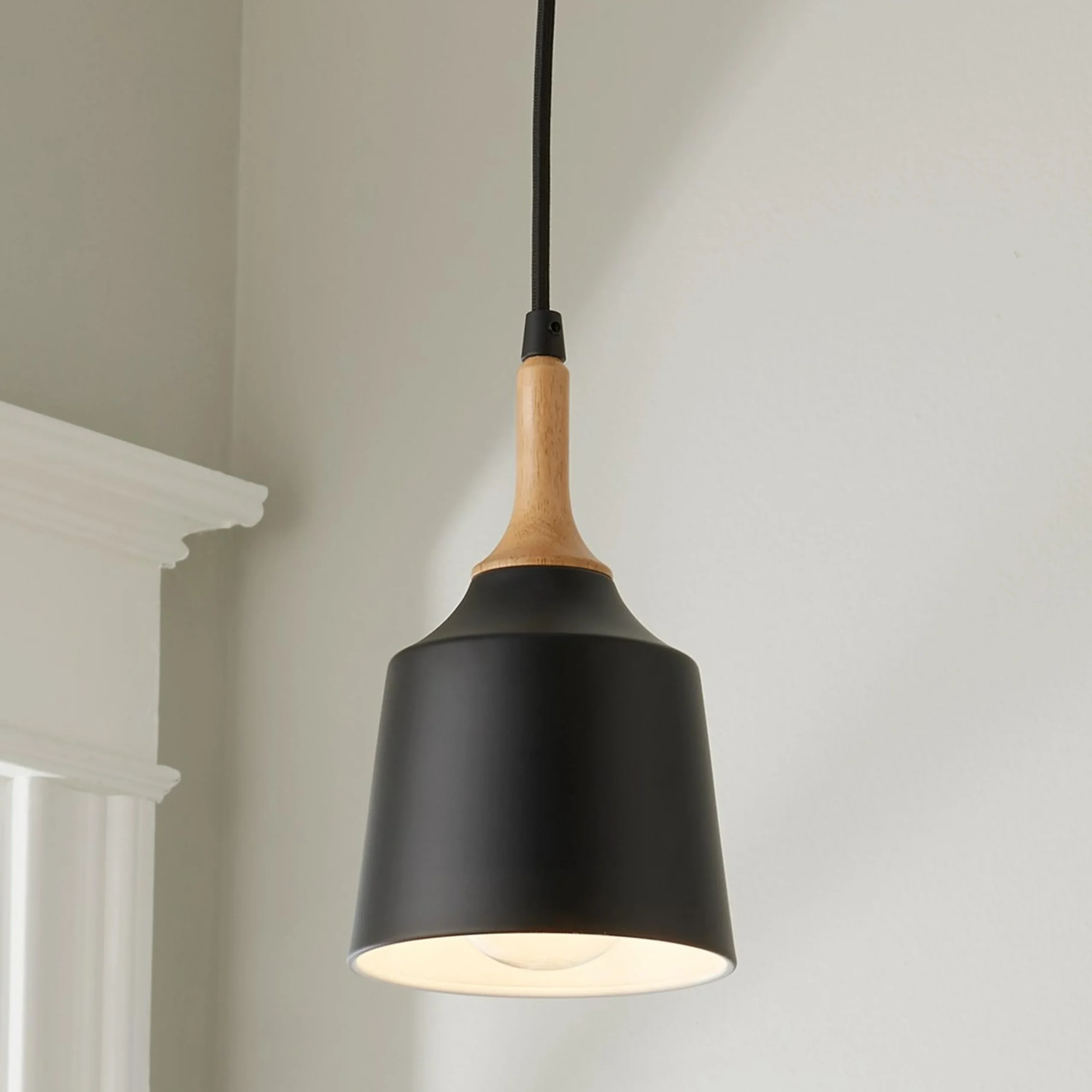 Metal and Natural Wood Mini Pendant