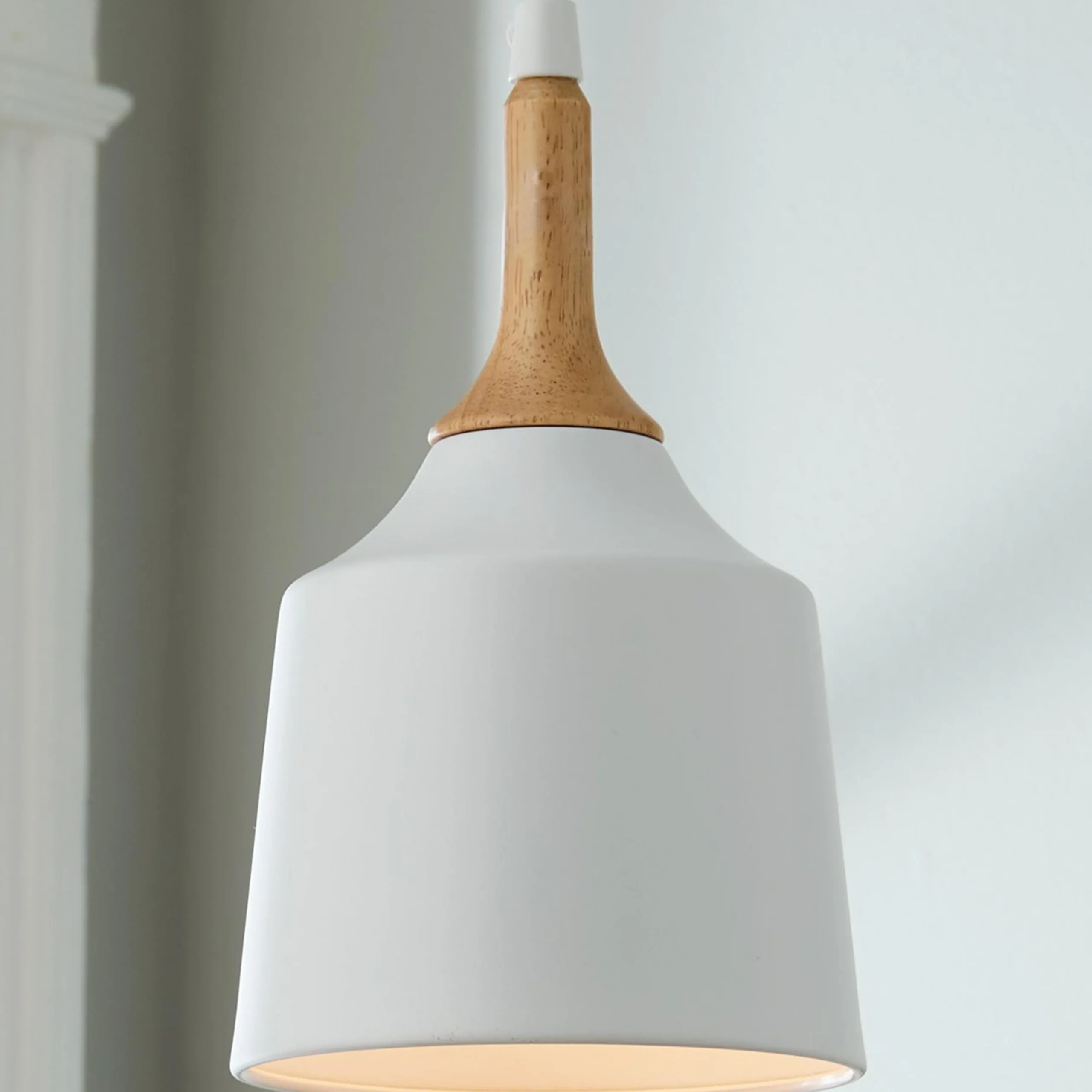 Metal and Natural Wood Mini Pendant
