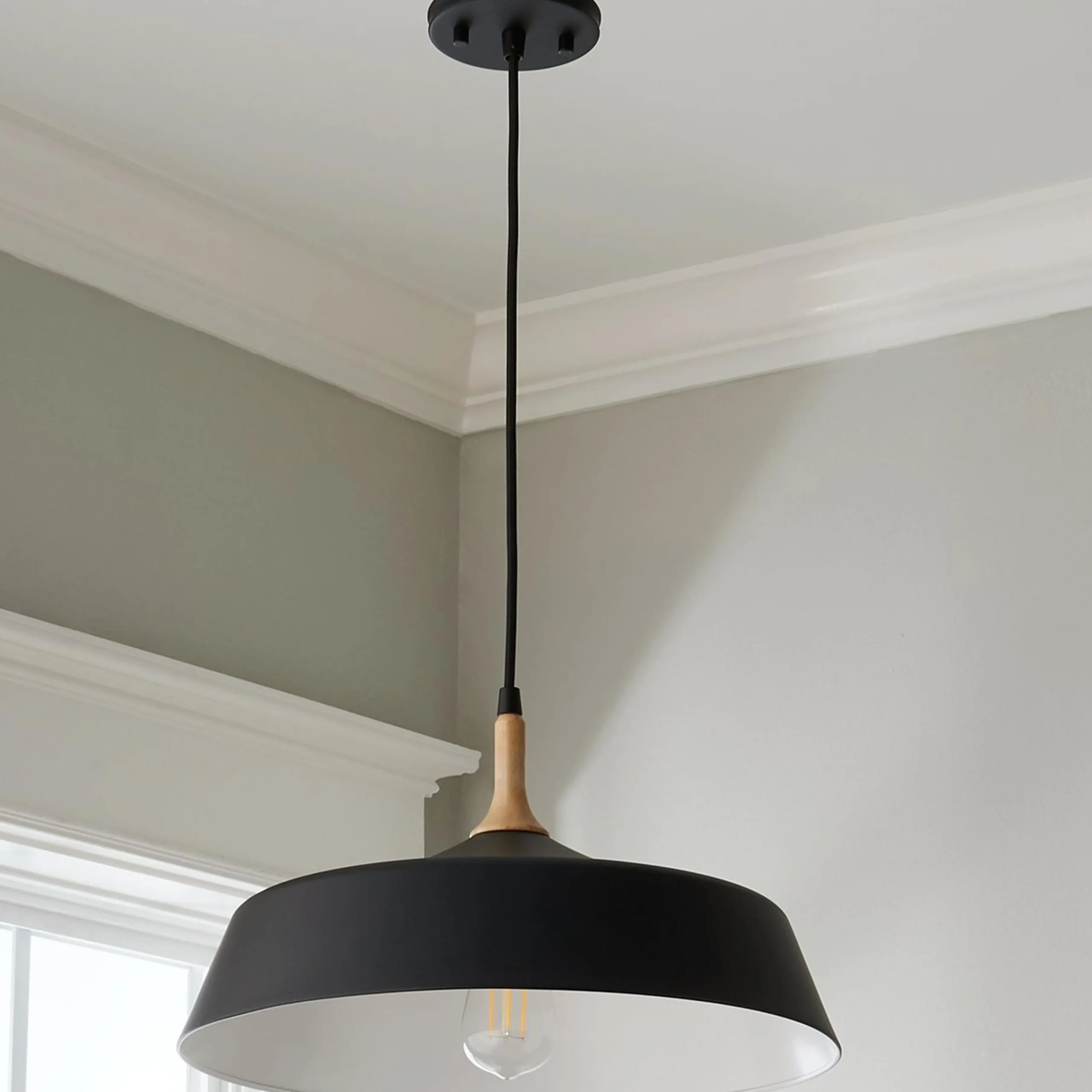 Metal and Natural Wood Pendant