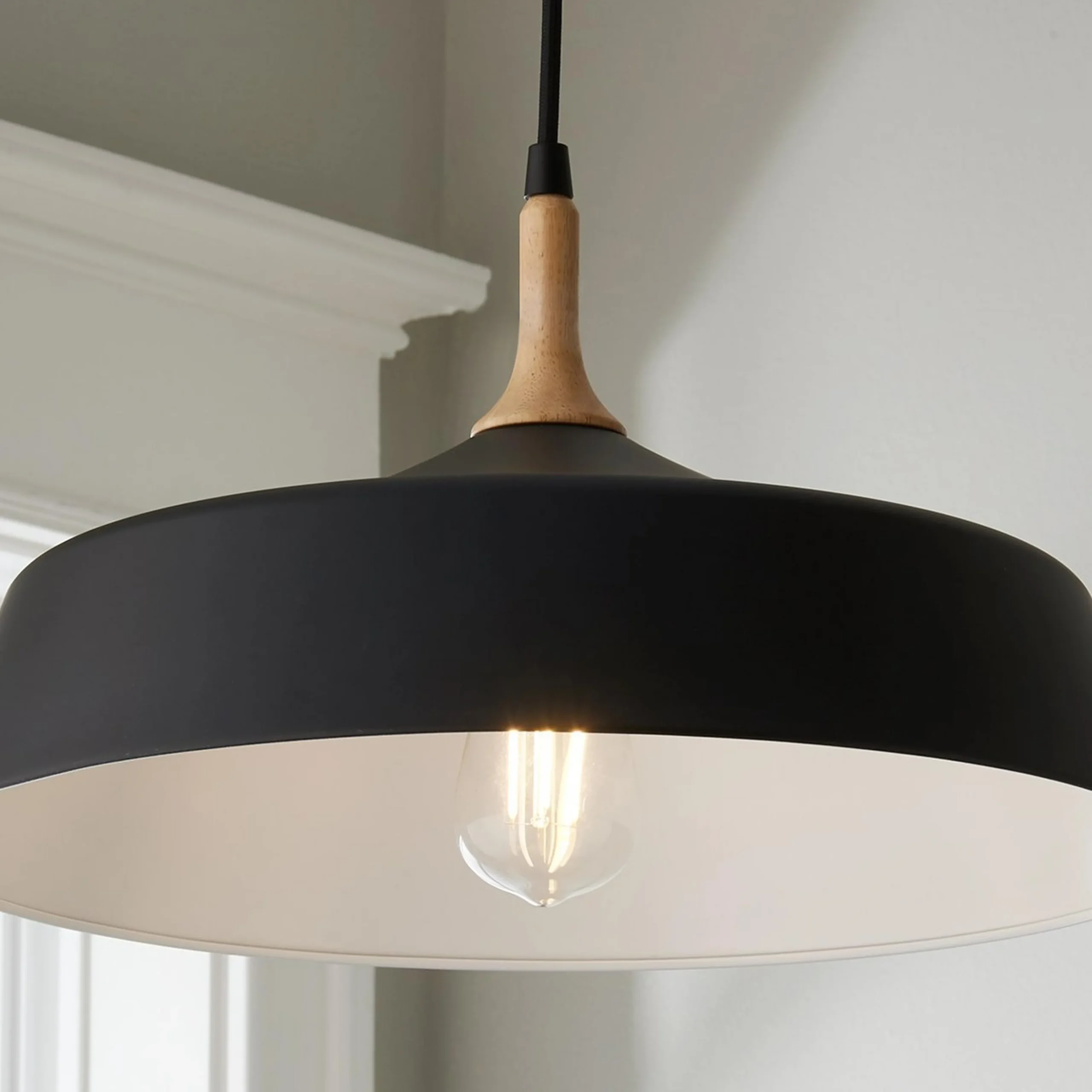 Metal and Natural Wood Pendant
