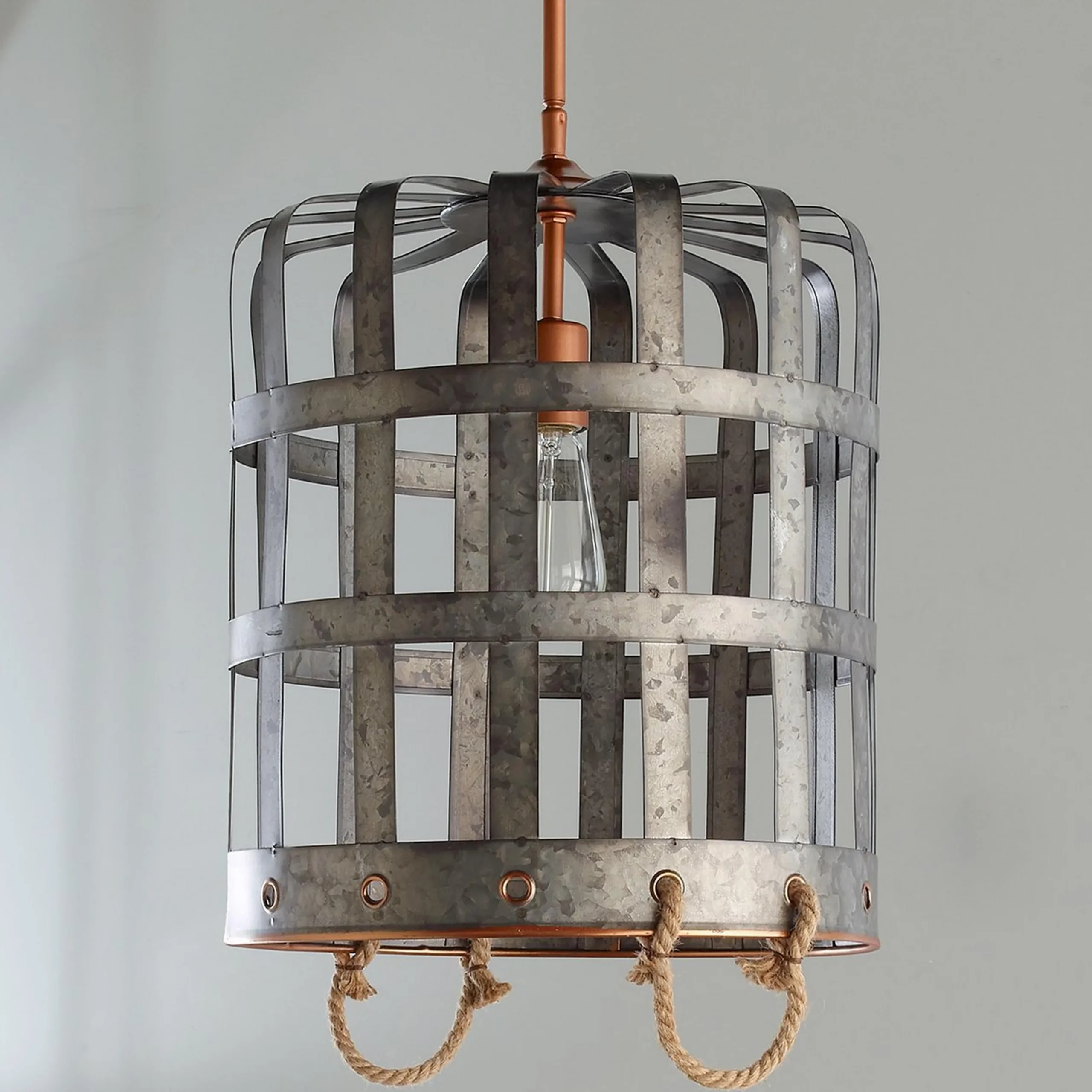 Metal Bushel Basket Pendant - Small