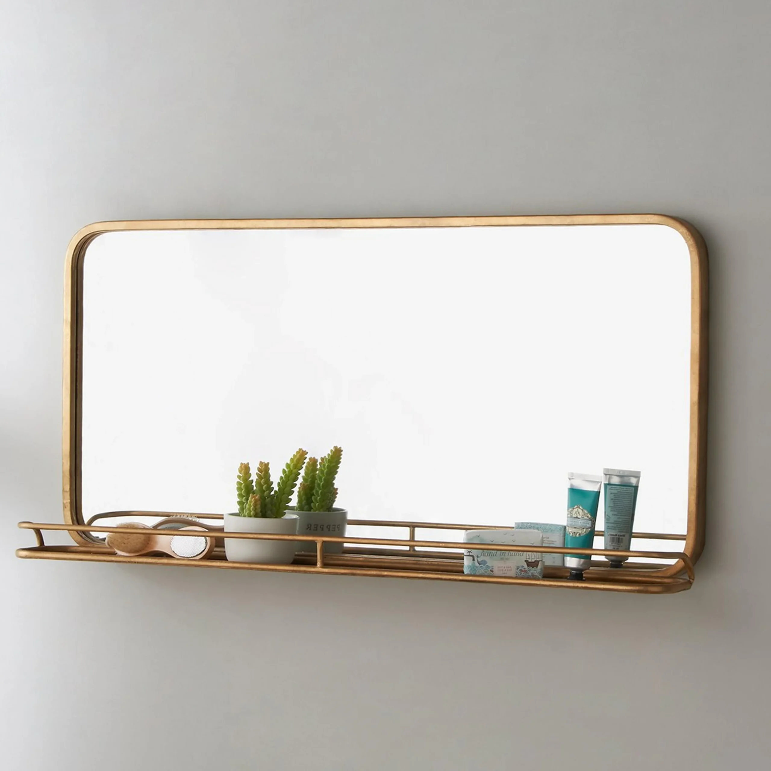 Metal Mirror with Shelf - Large