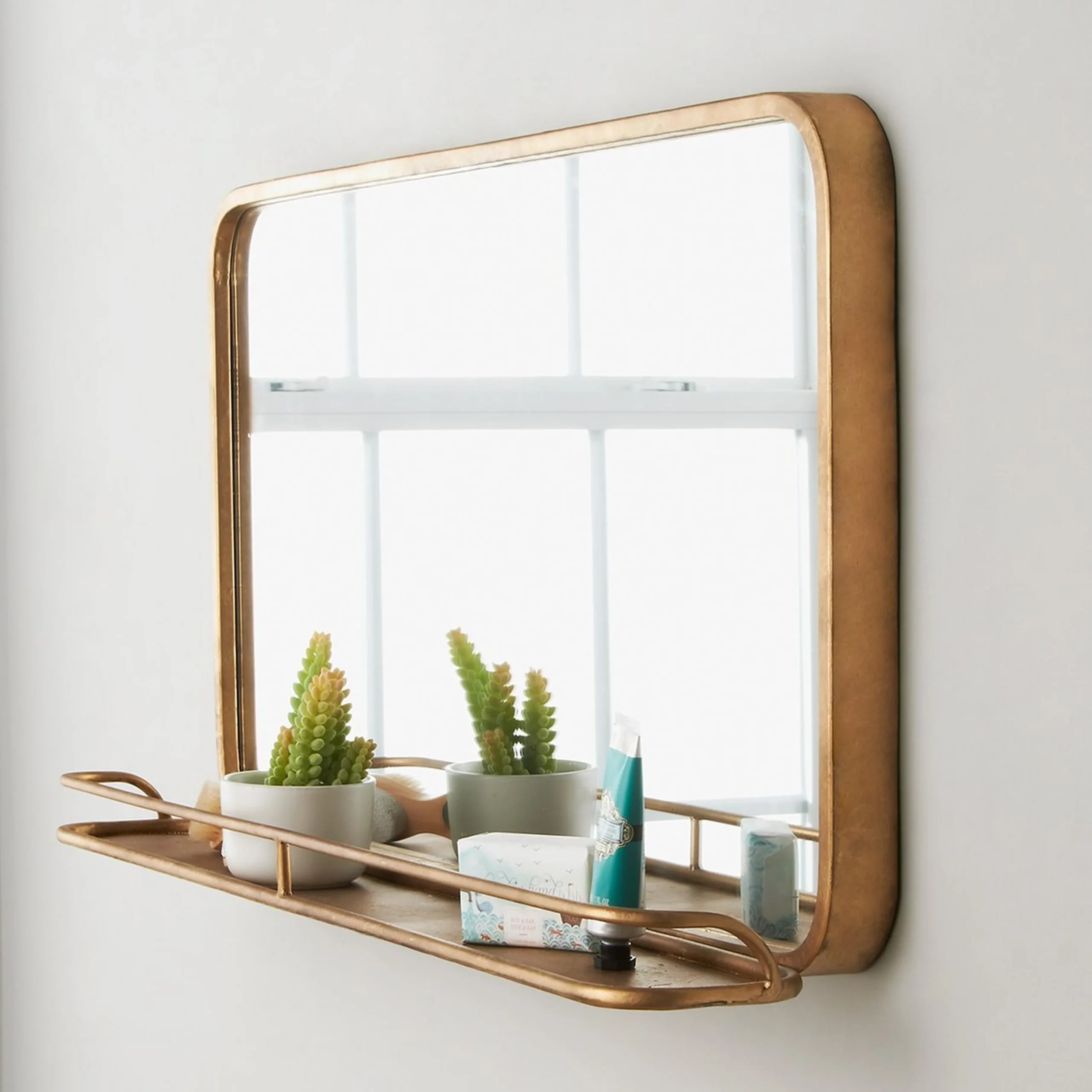 Metal Mirror with Shelf - Large