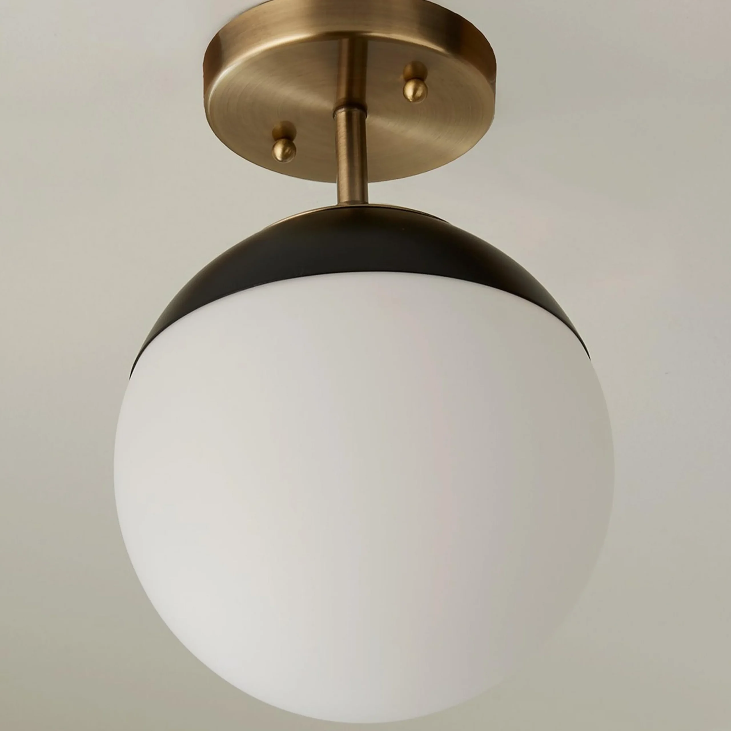 Mid-Century Opal Globe Semi-Flush Ceiling Light