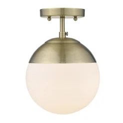 Mid-Century Opal Globe Semi-Flush Ceiling Light