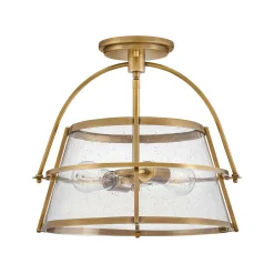 Mid-Century Seeded Glass Semi-Flush Ceiling Light
